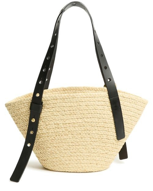 LOEWE Punch Hole small basket in raffia and calfskin - Image 4