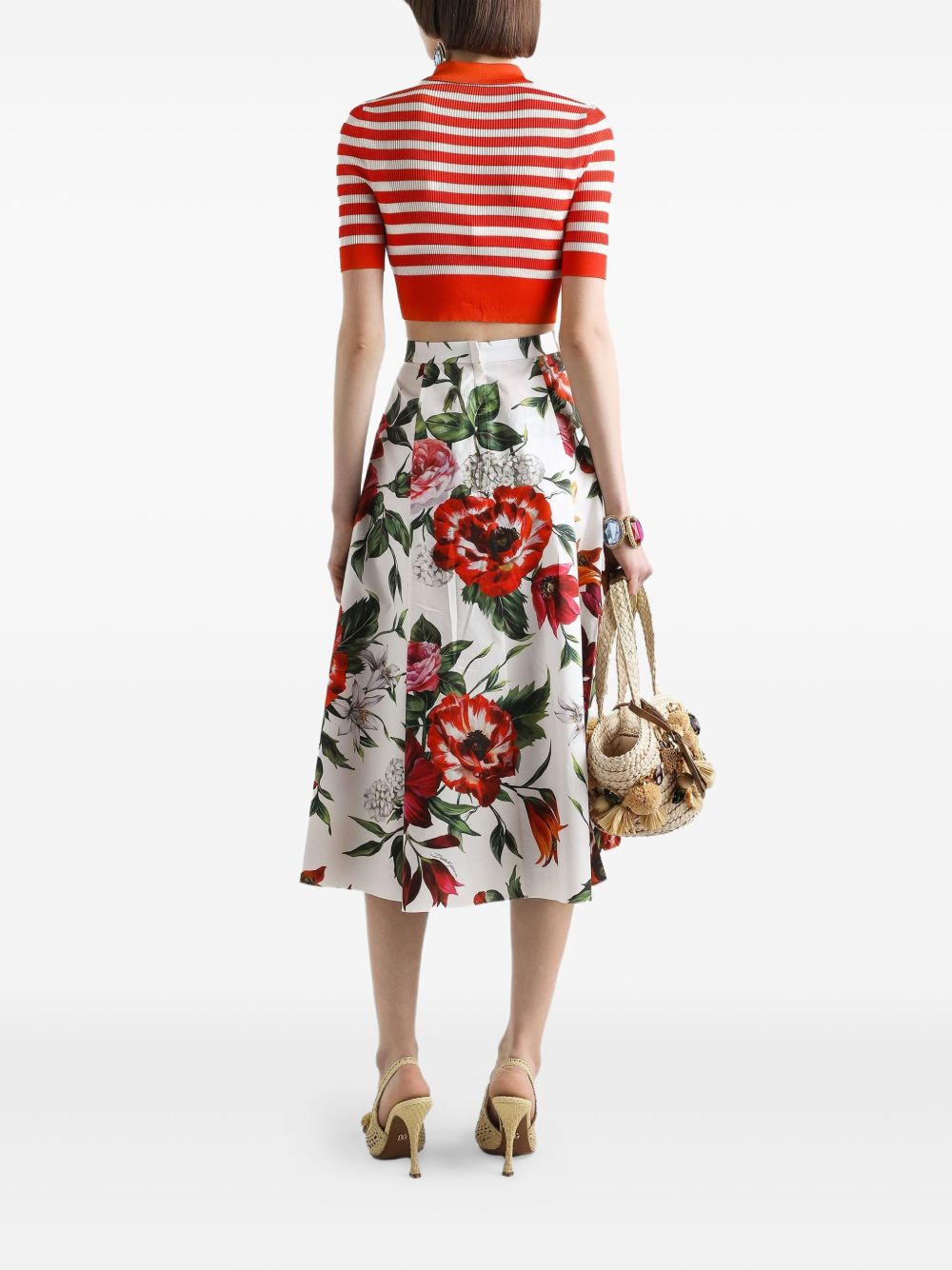 Dolce  Gabbana ドルチェ＆ガッバーナアネモニプリントコットンミディスカート - Image 4