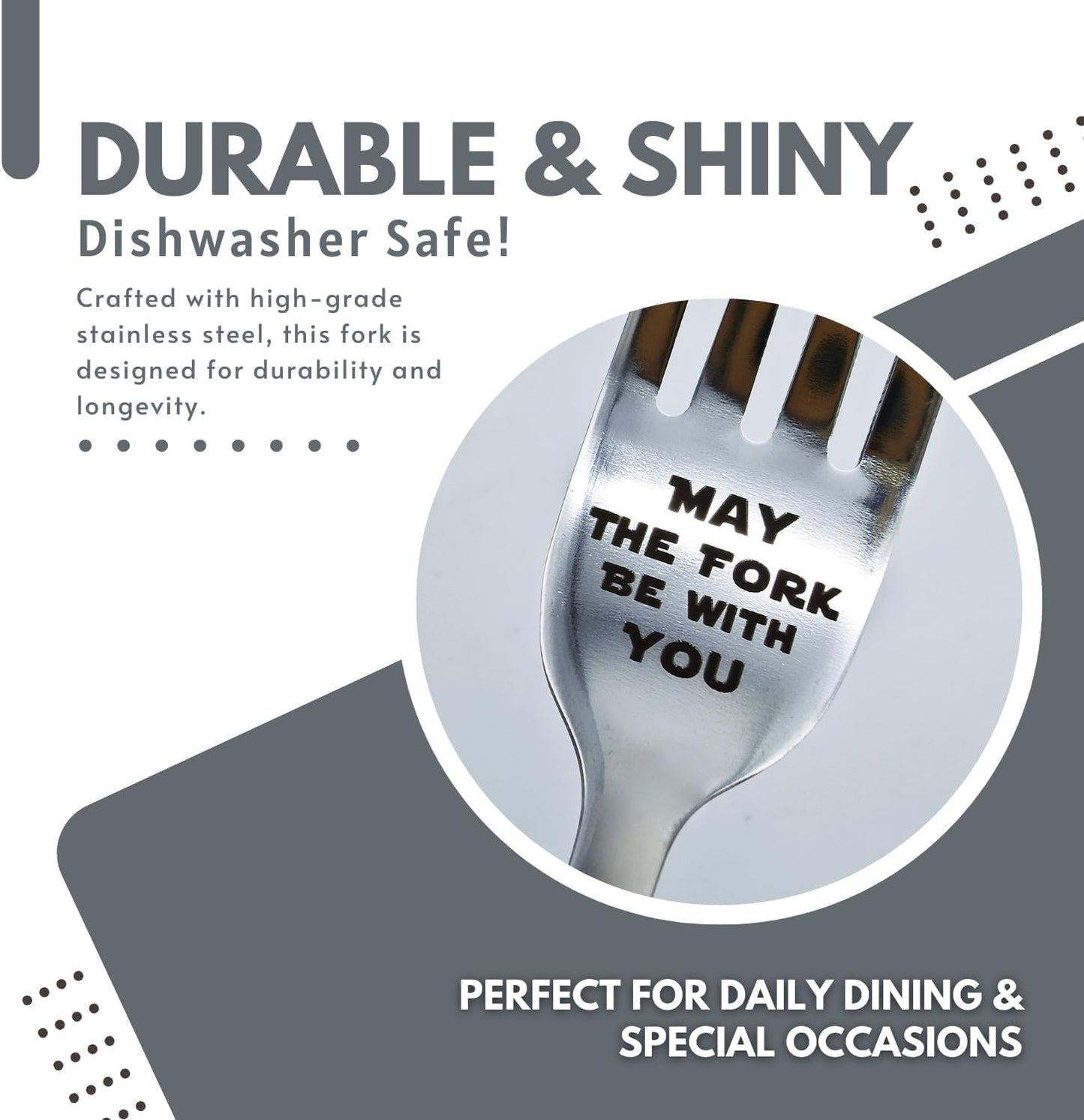 May The Fork Be with You - Regalos para los fanáticos de StarWars Tenedor de acero inoxidable grabado con láser, regalos para el Día de la Madre del Padre