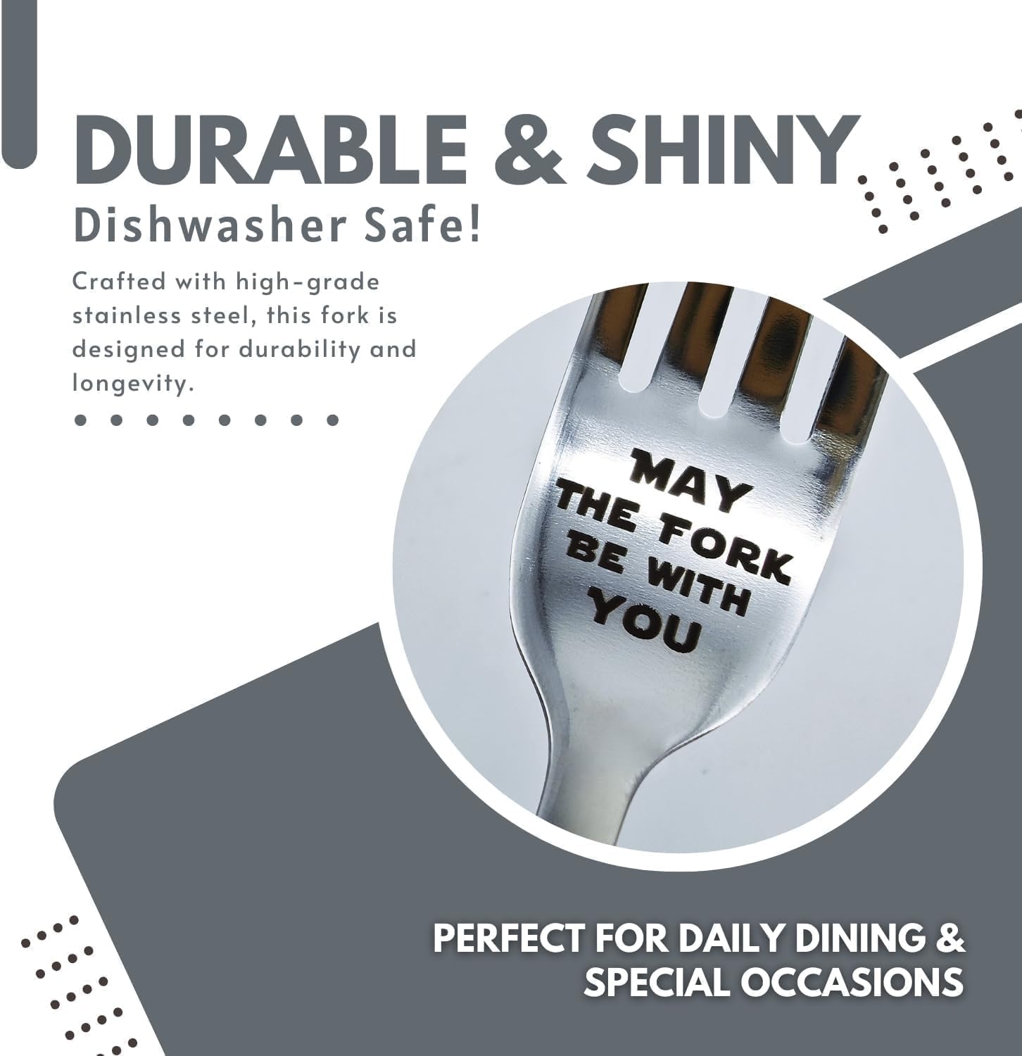 May The Fork Be with You - Regalos para los fanáticos de StarWars Tenedor de acero inoxidable grabado con láser, regalos para el Día de la Madre del Padre