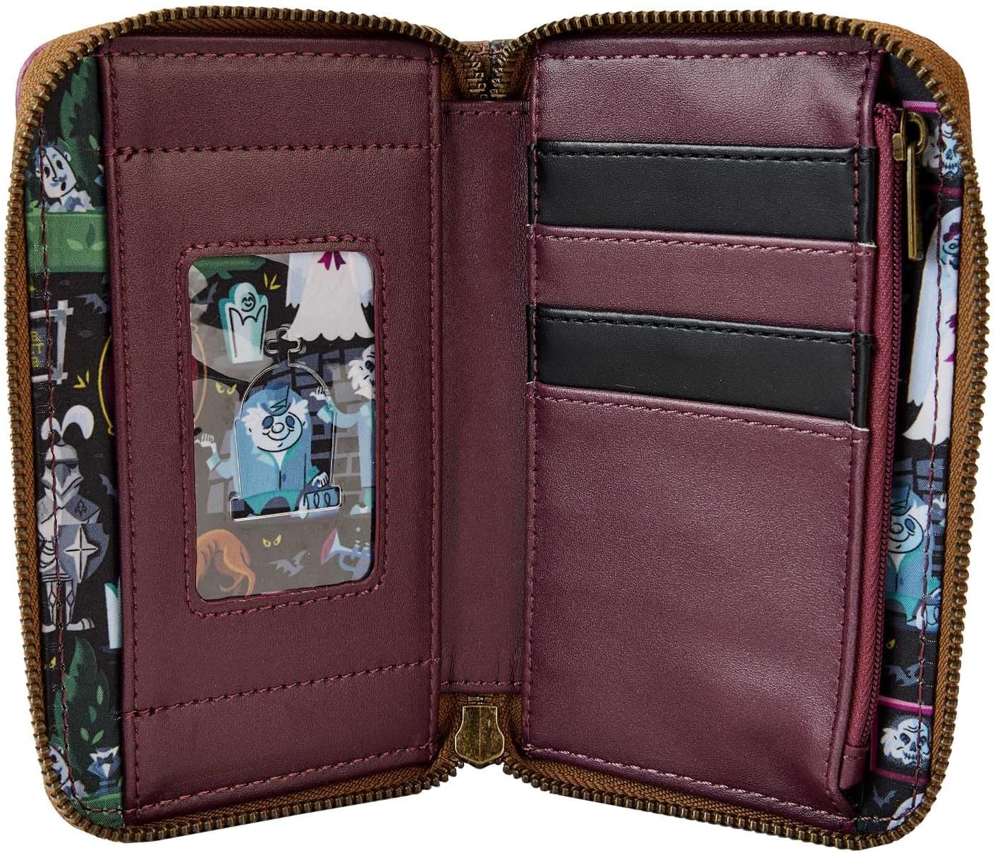 Loungefly Disney Haunted Mansion - Cartera de piel sintética con cierre de cremallera