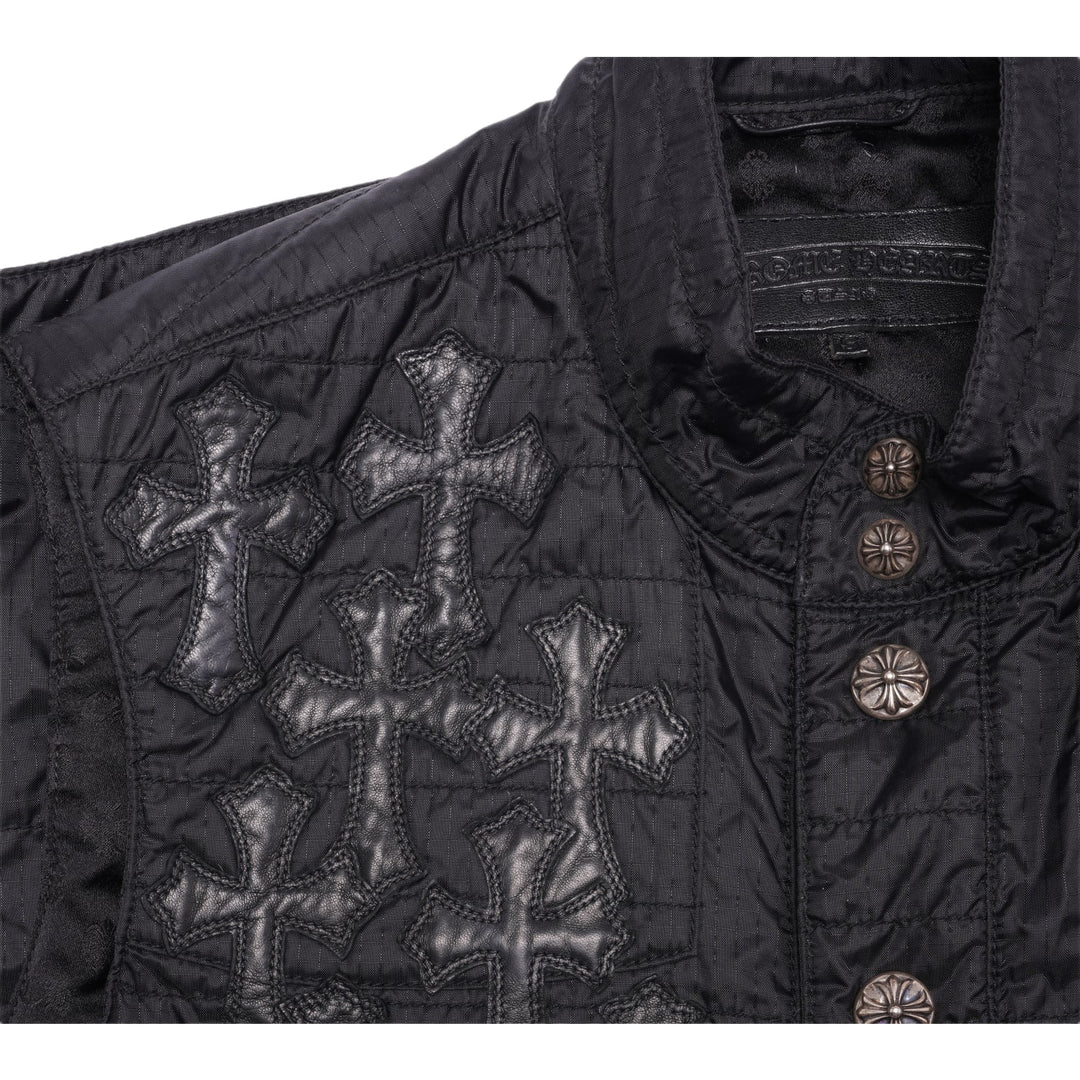 CHROME HEARTS 'FLOODED CROSS PATCH' BUTTON UP NYLON VEST