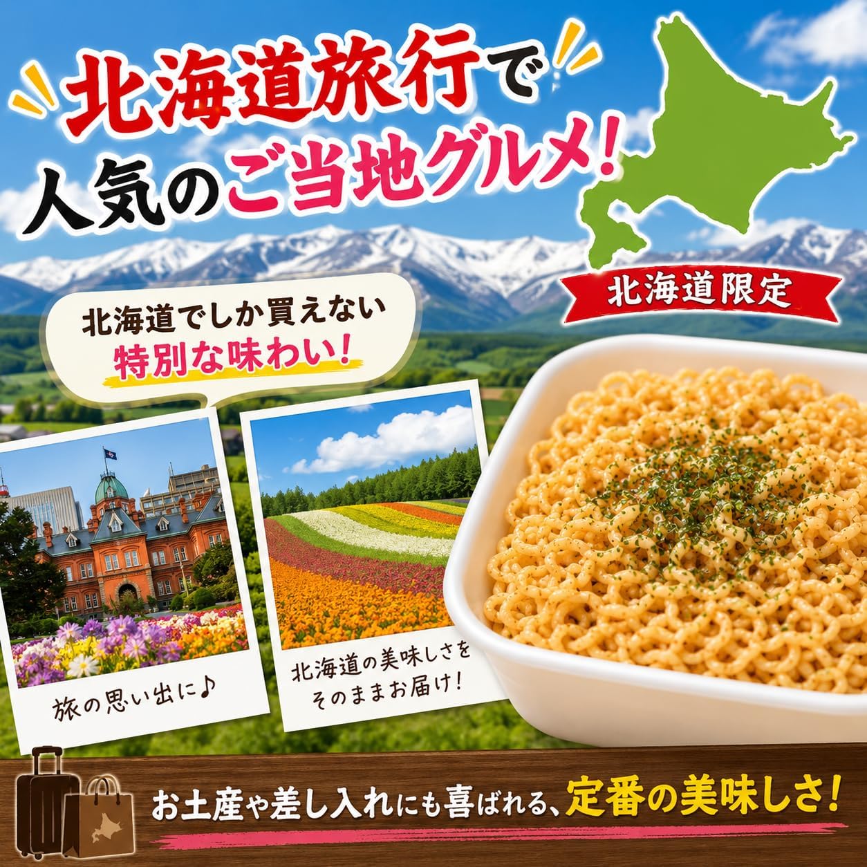Hokkaido Exclusive, Yakisoba Bento Box Flavor, Butter Flavor, Set of 4 Local Instant Noodles