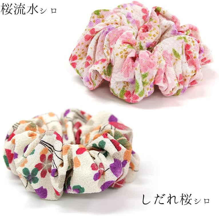 Japanese Pattern Scrunchie Crepe Kyoto Japanese Accessories Japanese Style Hair Accessories, Volume, Cute, Made in Japan