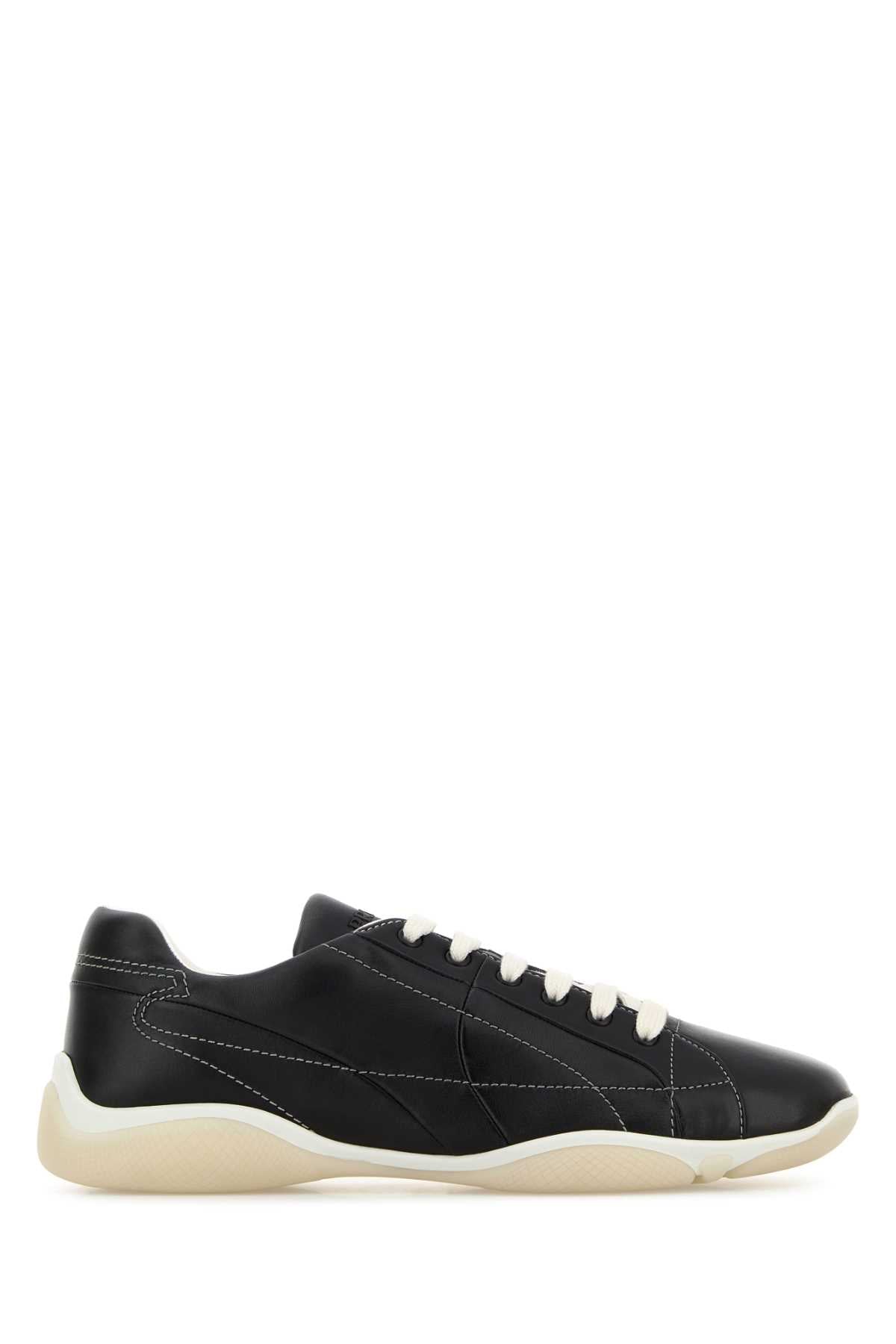 Prada プラダ ブラック ナッパ レザー スニーカー - Image 4