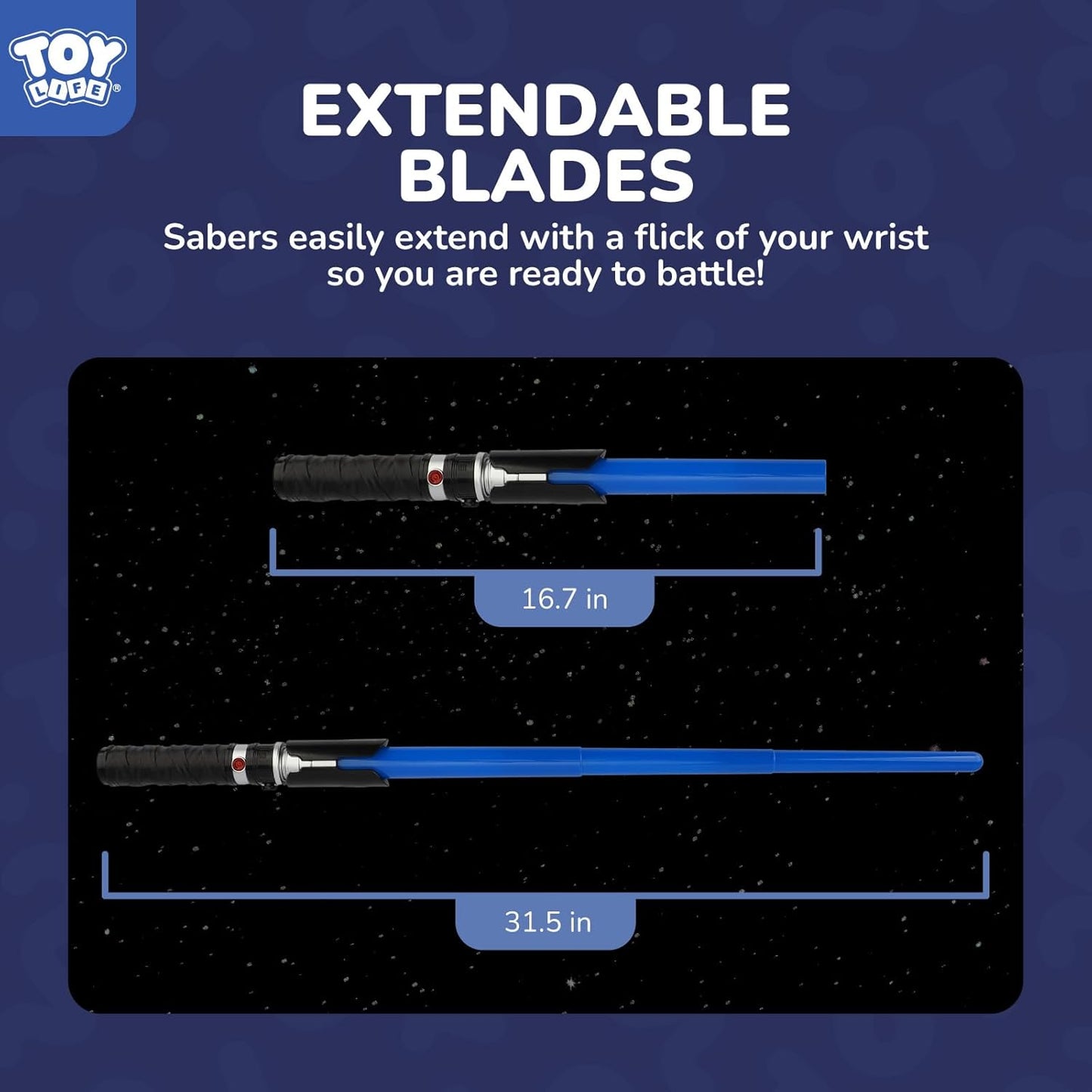 TOY Life 2 en 1 Espada iluminada azul y roja, paquete de 2 para niños, espada iluminada expandible para niños, sables de luz LED + sonido FX, sables de luz duales, juguete iluminado, sable oscuro de