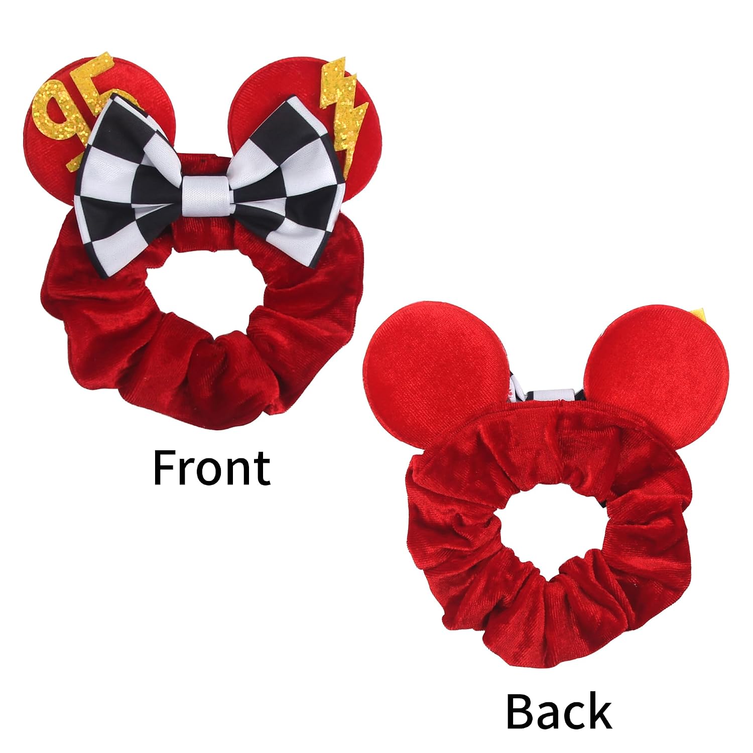 Coleteros de Cabello de Terciopelo con Lentejuelas Brillantes y Lazos de Orejas de Ratón - Paquete de 4 Accesorios Elásticos para el Cabello para Mujeres, Niñas, Niños, Cosplay, Vacaciones, Fotografía