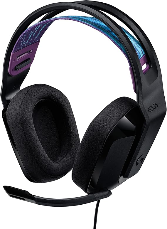Logicool G G335 Gaming Headset, G335BK, Ultra Lightweight, 7.8 oz (222 g), 3.5 mm, Wired Stereo, 2.1 ch, Flip Mute, Microphone Included, PS5, PS4, PC, Switch, Xbox Smartphone, Headphones, Headphones,