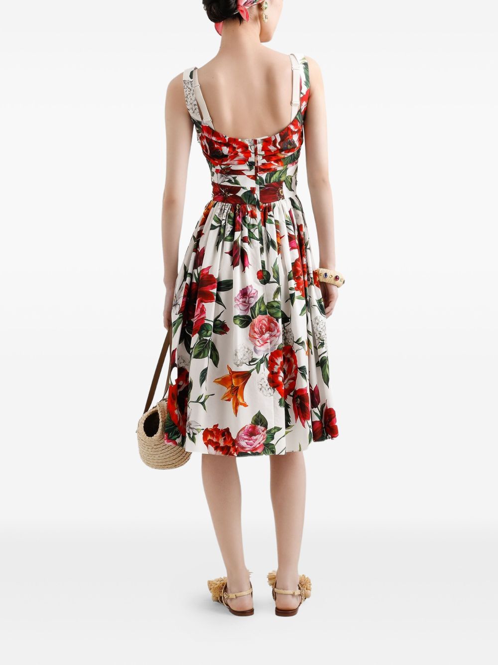 Dolce  Gabbana ドルチェ＆ガッバーナアネモニプリントコットンミディドレス - Image 4