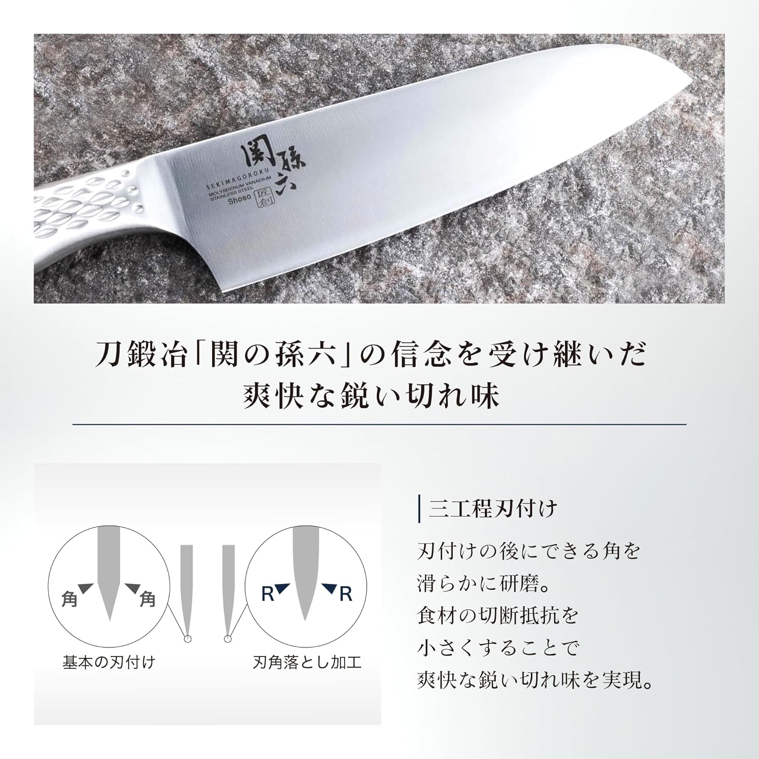 Kai Corporation KAI Santoku Knife, Seki Magoroku Shoso, 6.5 Inches (165 mm), Made in Japan, Dishwasher Safe, AB5156