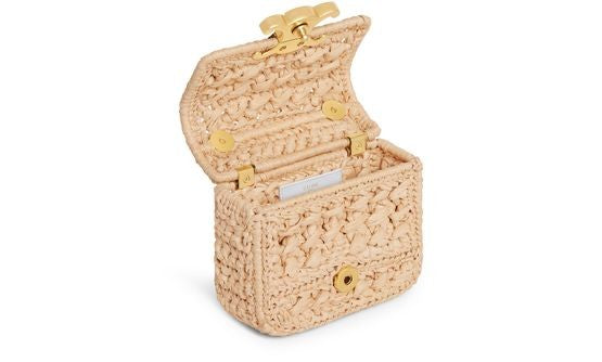CELINE Mini chain Claude in raffia effect textile - Image 4