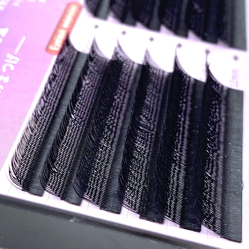 Musthetes Eyelash Exclusively for Eyelash Extensions, Fake Mink Crush, Lightweight, Soft, Eyelash Extensions, Special Y Shape, Thickness 0.07 Curls, C, Length 0.3 - 0.5 inch (8 - 12 mm), Mixed Black, EE-143