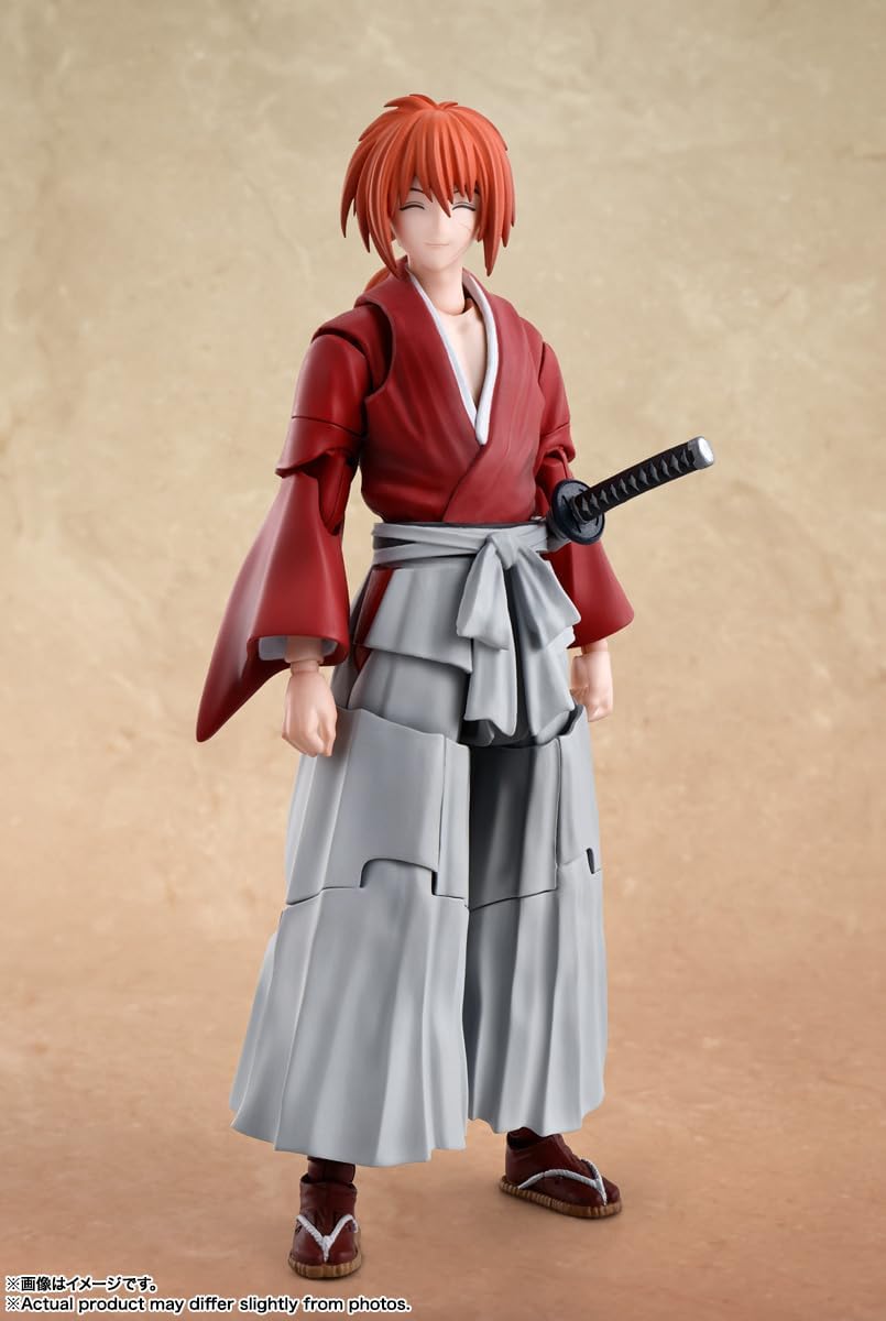 S.H. Figuarts Rurouni Kenshin - Meiji Swordsman Romantic Tan- Himura Kenshin, Approx. 5.3 inches (135 mm), PVC & ABS Pre-painted Action Figure