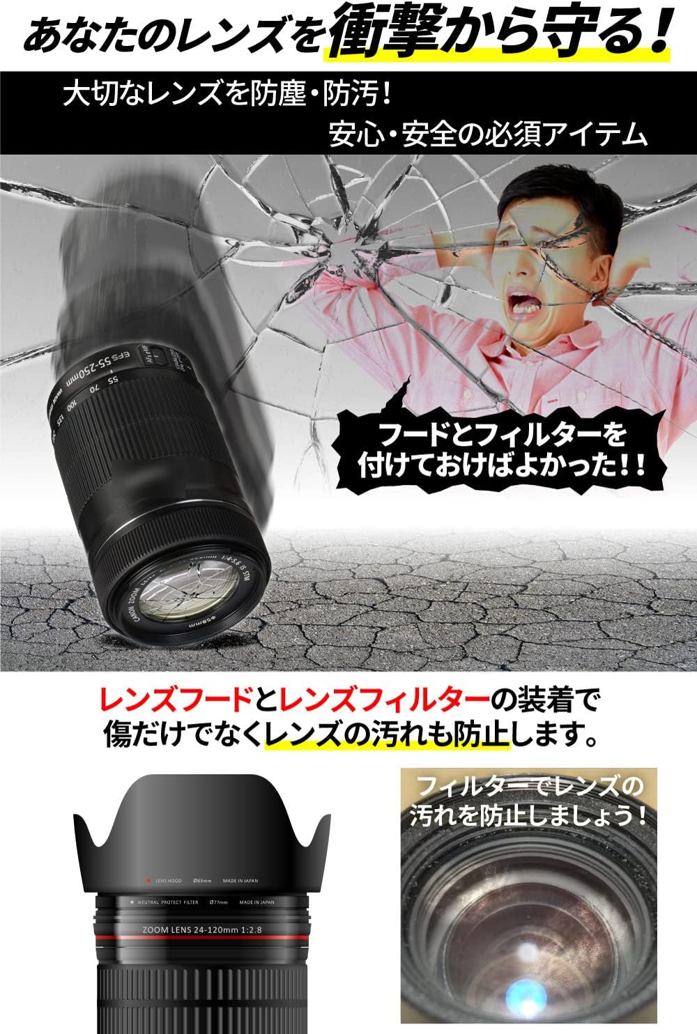 Lens Hood ES-68 & Lens Filter 49mm Compatible Set of 2 for Canon Lens (ES-68 & 49mm Filter)