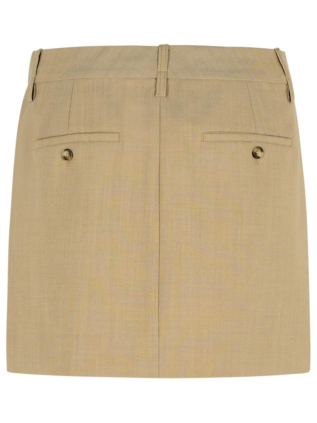 Sportmax Sportmax 'Fify'ベージュブラウンバージンウールミニスカート - Image 4