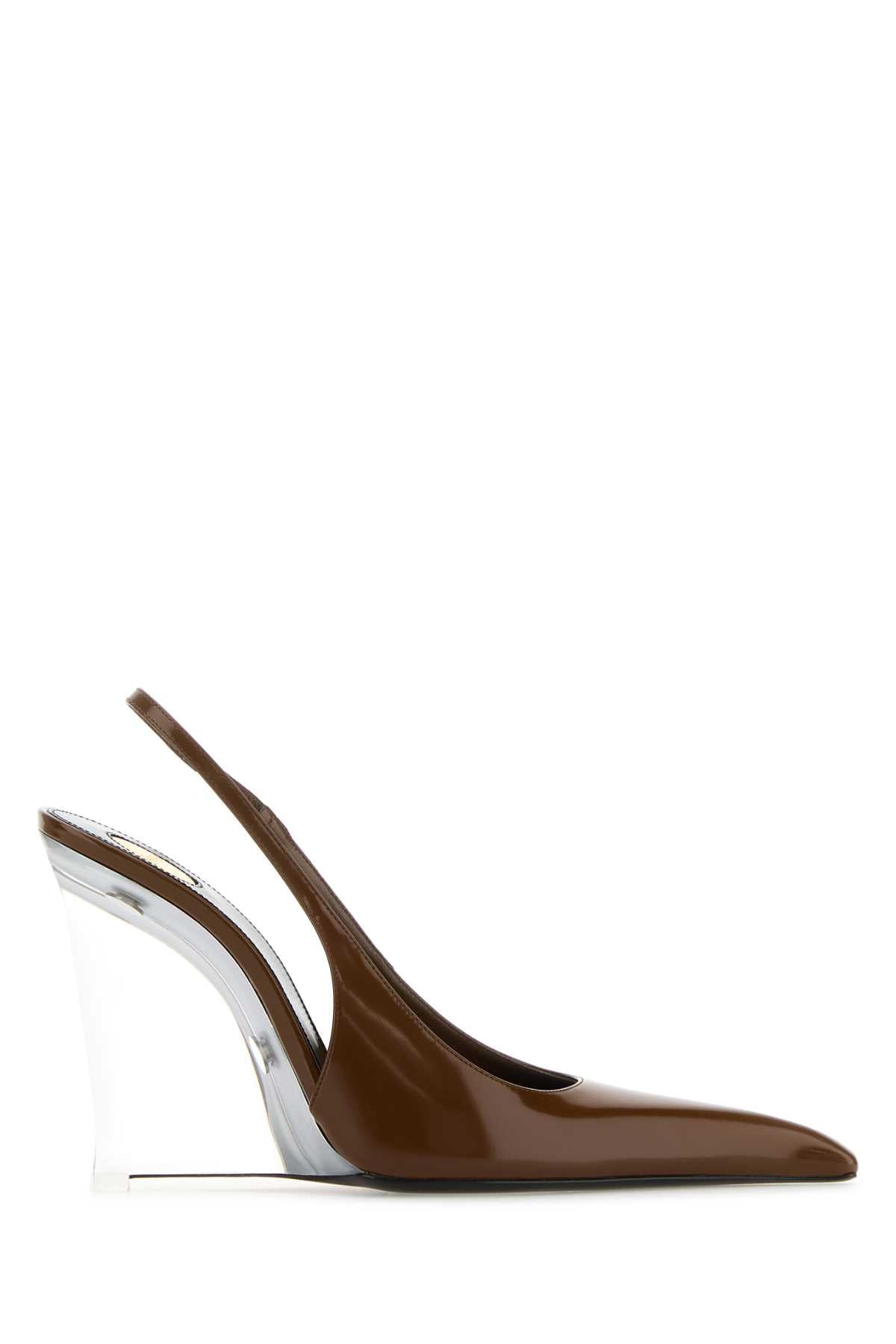 Saint セントローランブラウンレザーミラーウェッジ - Image 4