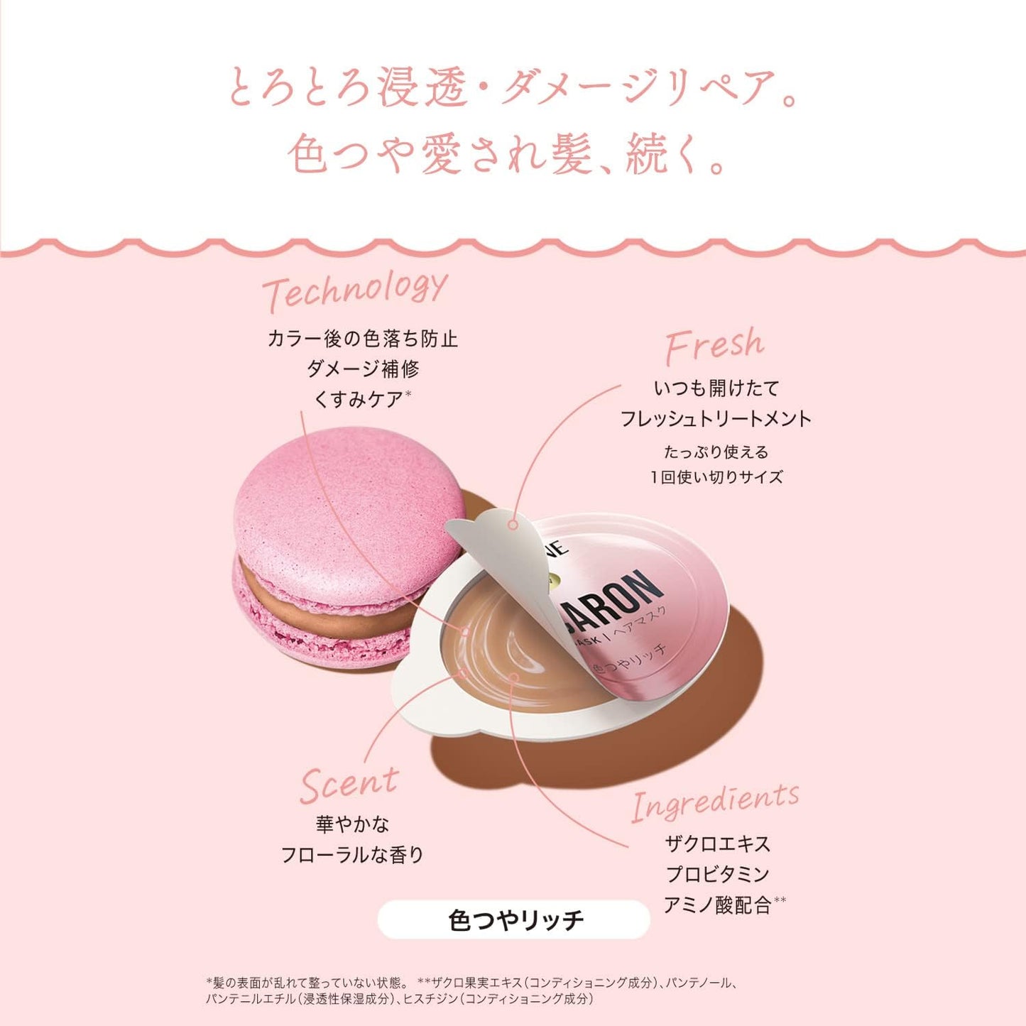 Pantene Macaron Hair Mask, Lustrous and Rich, Rinse Treatment, 4.2 fl oz (12 ml) x 8 Pieces