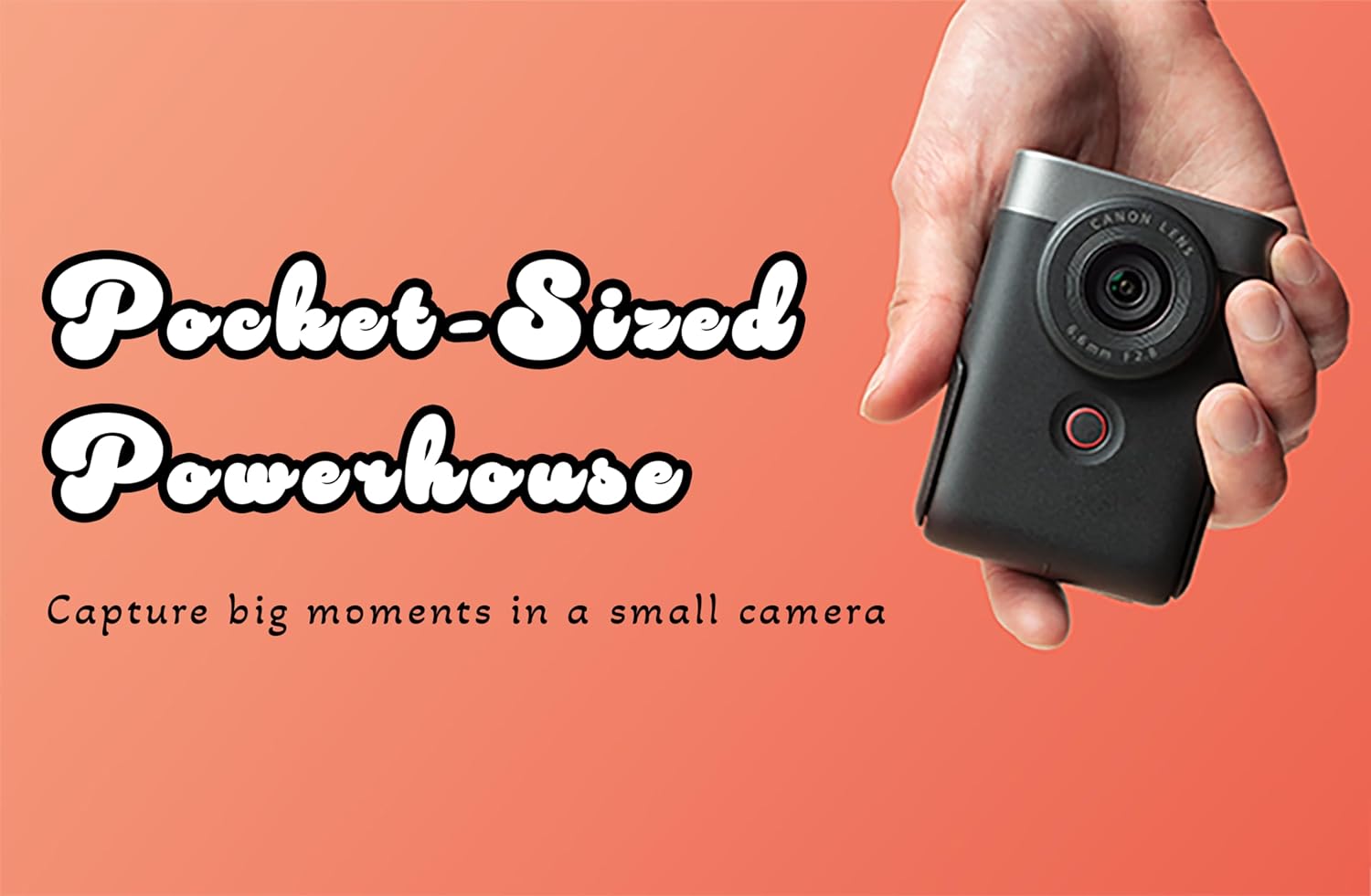 Canon PowerShot V10 Camera, Content Creator Compact Vlog Camera, Fixed 19mm Wide Angle Lens, 4K Video, Face Detection, Built-in Microphone, Live Streaming, Built-in Stand, Black