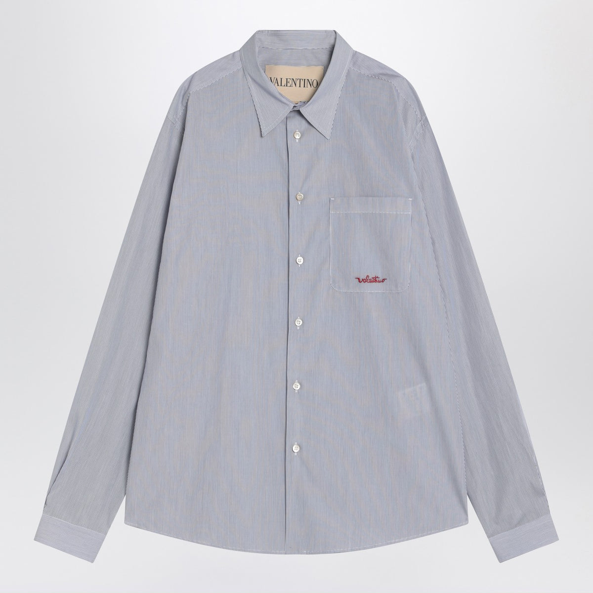 Valentino ロゴ付きのバレンティーノライトブルーコットンシャツ - Image 4