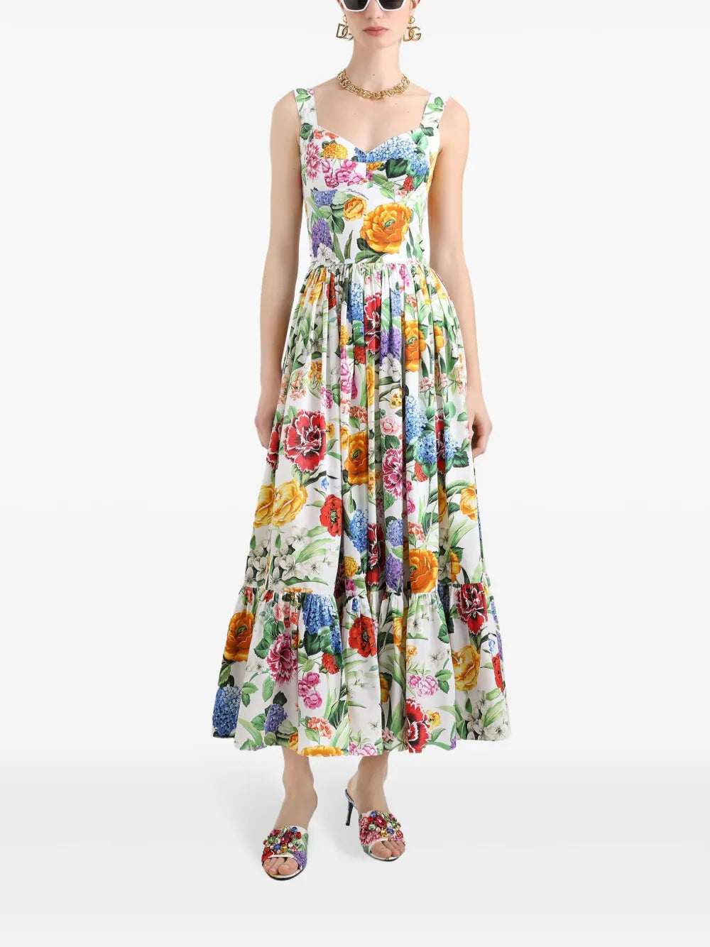 Dolce  Gabbana ドルチェ＆ガッバーナフローラルミディドレス - Image 4