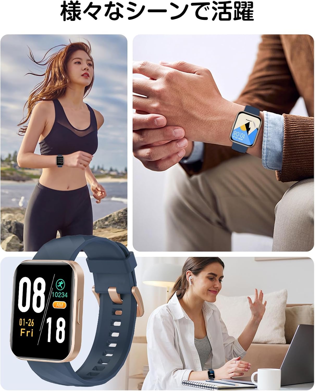 Dakofied Smart Watch, Bluetooth Calls, Compatible with iPhone & Android, Pedometer, Notifications, Women's, Men's, Wristwatch, 1.85-inch Screen, 100+ Exercise Modes, Long Lasting Battery, Certified