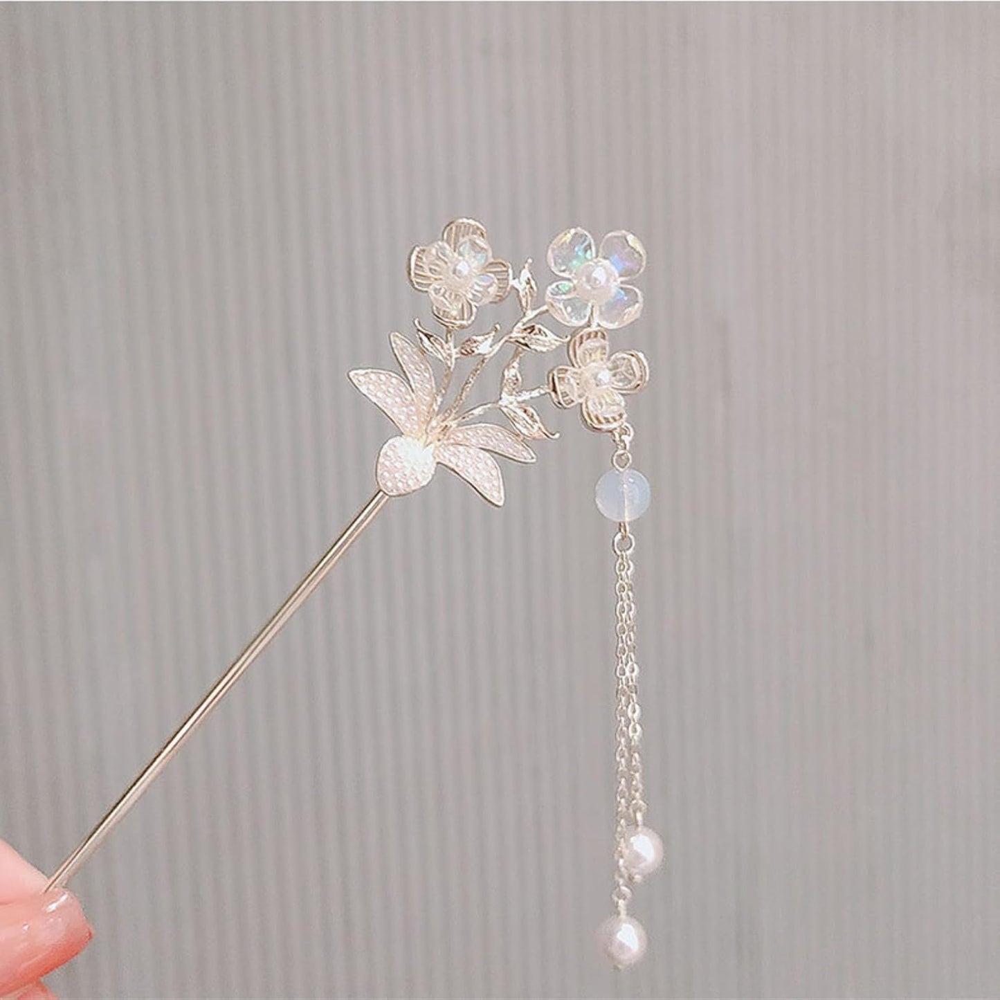 EZ PEACH Cherry Blossom Flower Pearl Hairpin Hair Clip Bangs Hair Closure Kimono Kimono Hair Accessory (Flower 01)