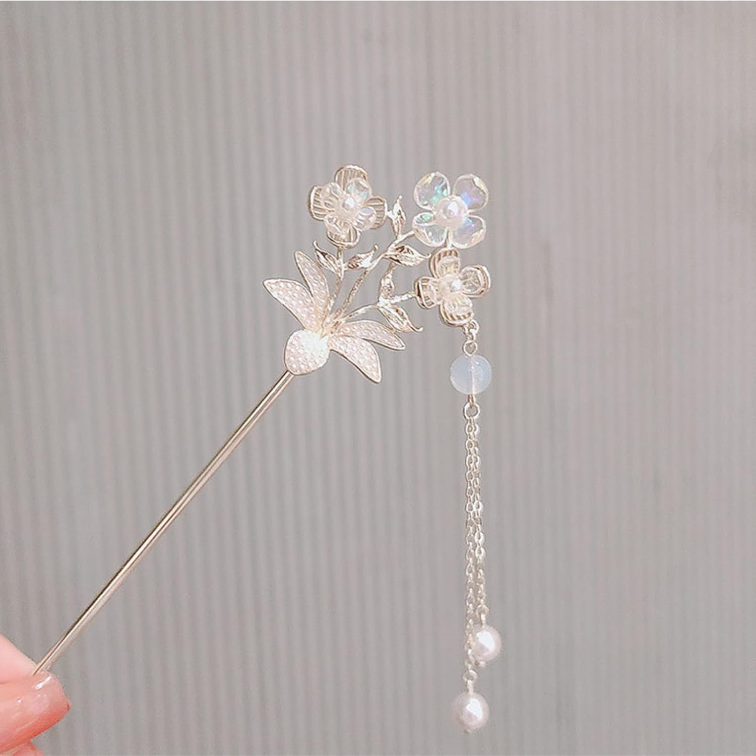 EZ PEACH Cherry Blossom Flower Pearl Hairpin Hair Clip Bangs Hair Closure Kimono Kimono Hair Accessory (Flower 01)