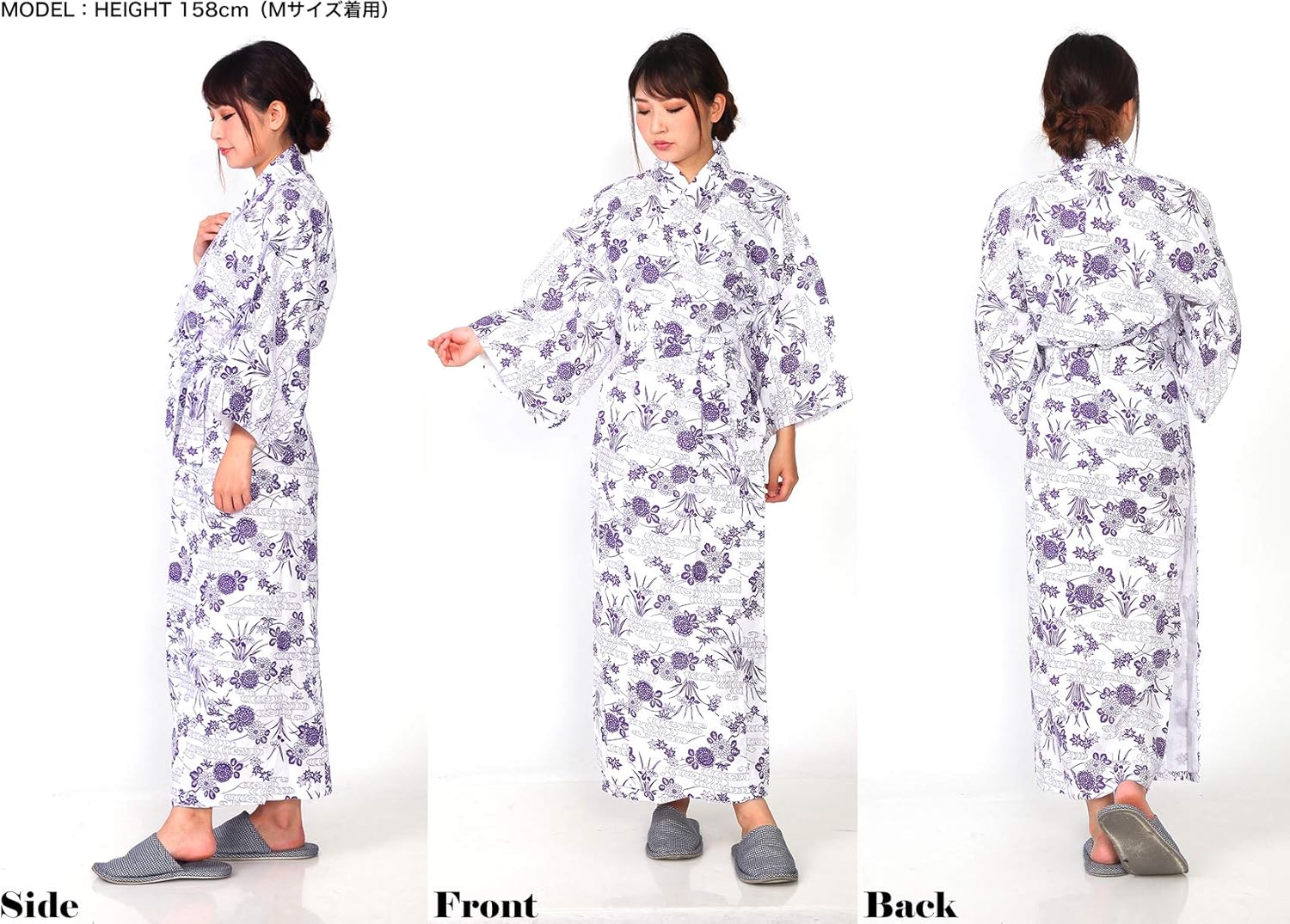 [Yone7] Wazarashi White Gauze Sleepwear for Women, Double Lined, 100% Cotton, Sleepwear, Pajamas, Yukata, Ryokan, Nursing, Women’s, purple