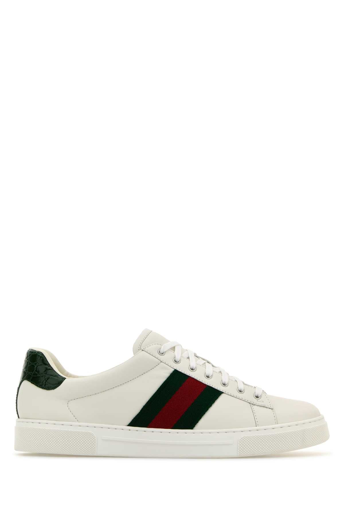 Gucci グッチ ホワイト レザー エース スニーカー - Image 4
