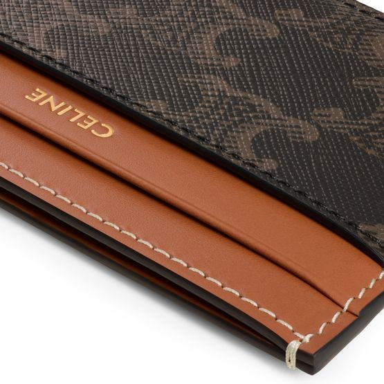 CELINE Medium card holder in Triomphe canvas and calfskin - Image 4