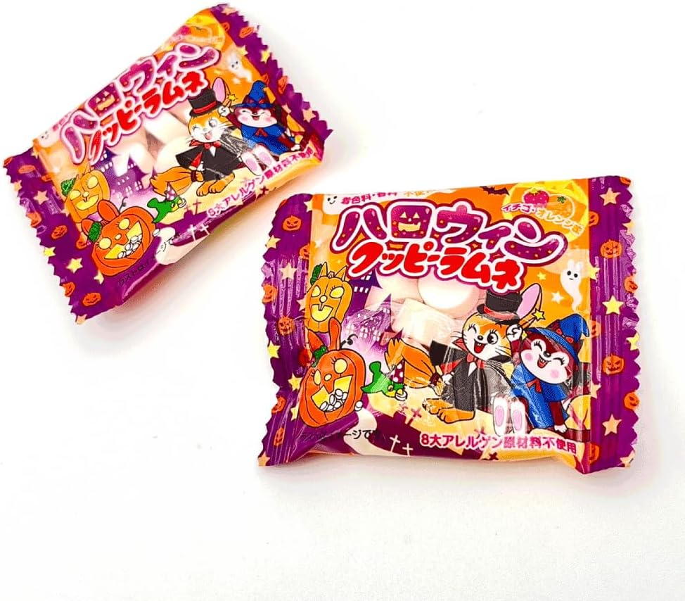 Halloween Kookie Ramune Set of 100 Bags + Halloween Limited Design Bag / Perfect as a Present or Petite Gift! Kooppie Lamune Dagashi, Candy Assortment