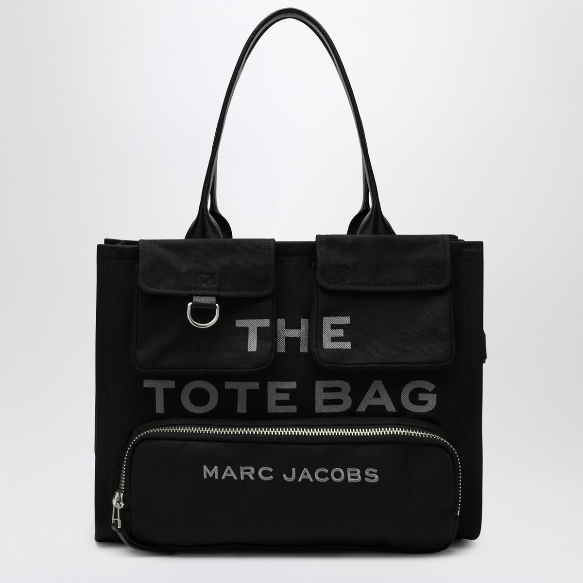 Marc マークジェイコブス貨物キャンバスの大きなトートバッグブラック - Image 4