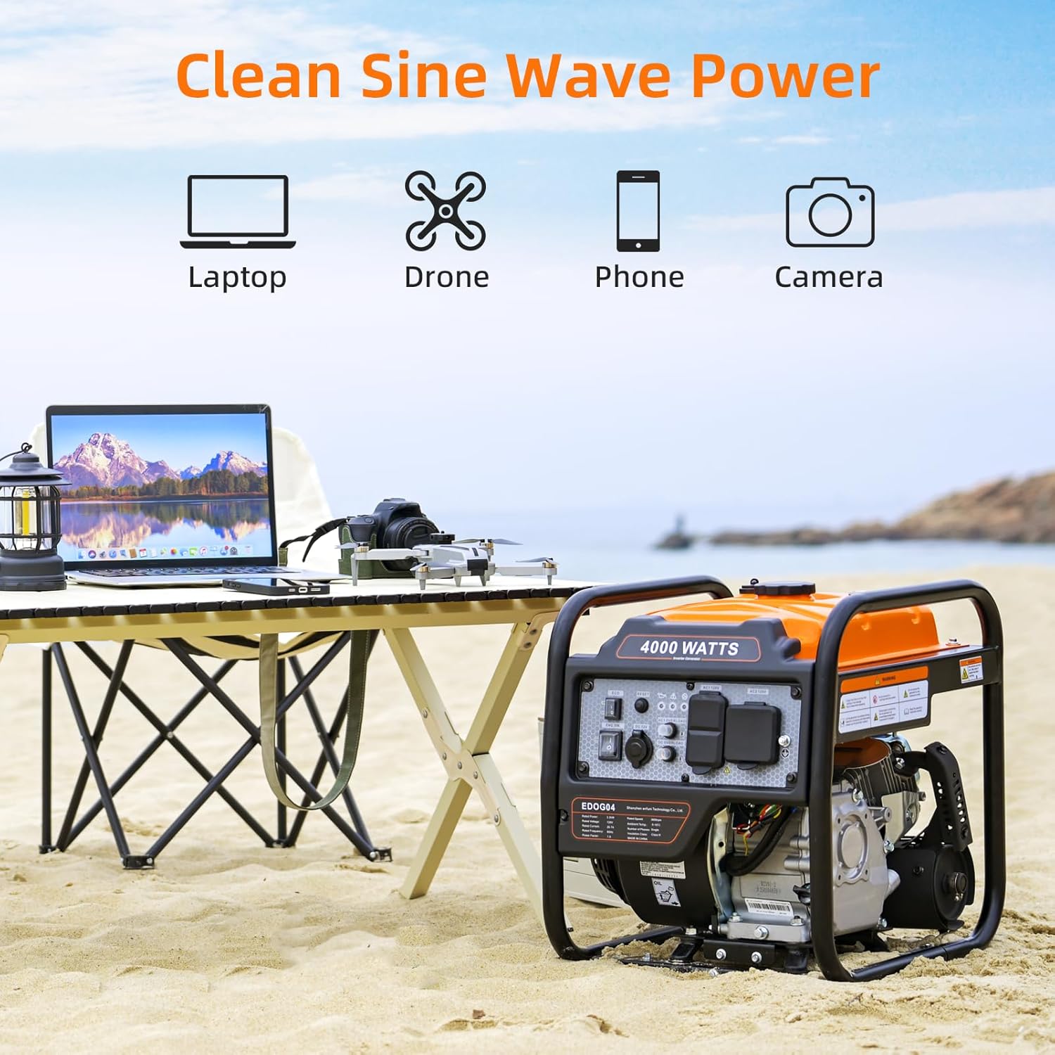 Power Equipment 4000 Watt Inverter Generator Gas Powered Portable Open Frame Generator Low Noise ECO Mode and Inverter Technology RV Compatible Emergency Home Backup