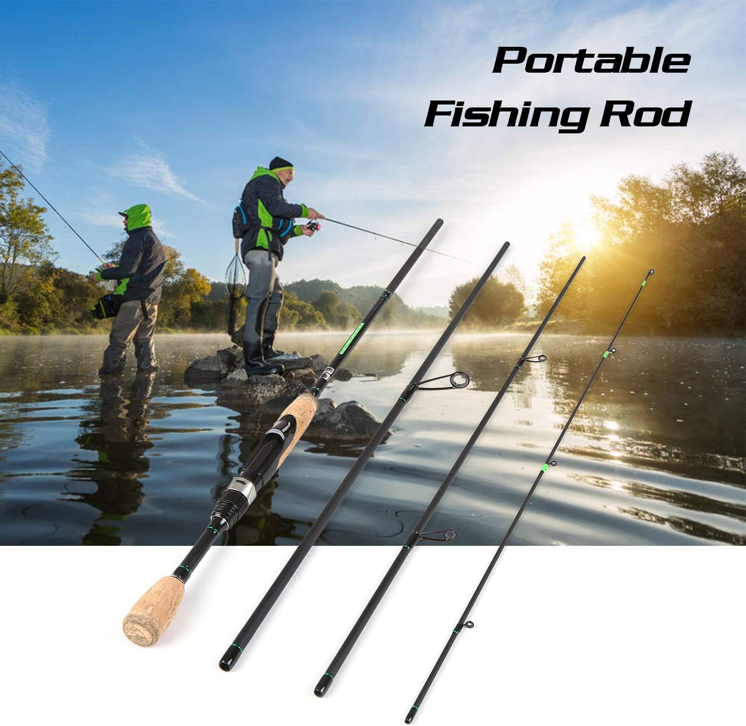 Casting Rod Portable Travel Rotating Fishing Rod Lightweight Carbon Fiber 4 Pieces Fishing Rod