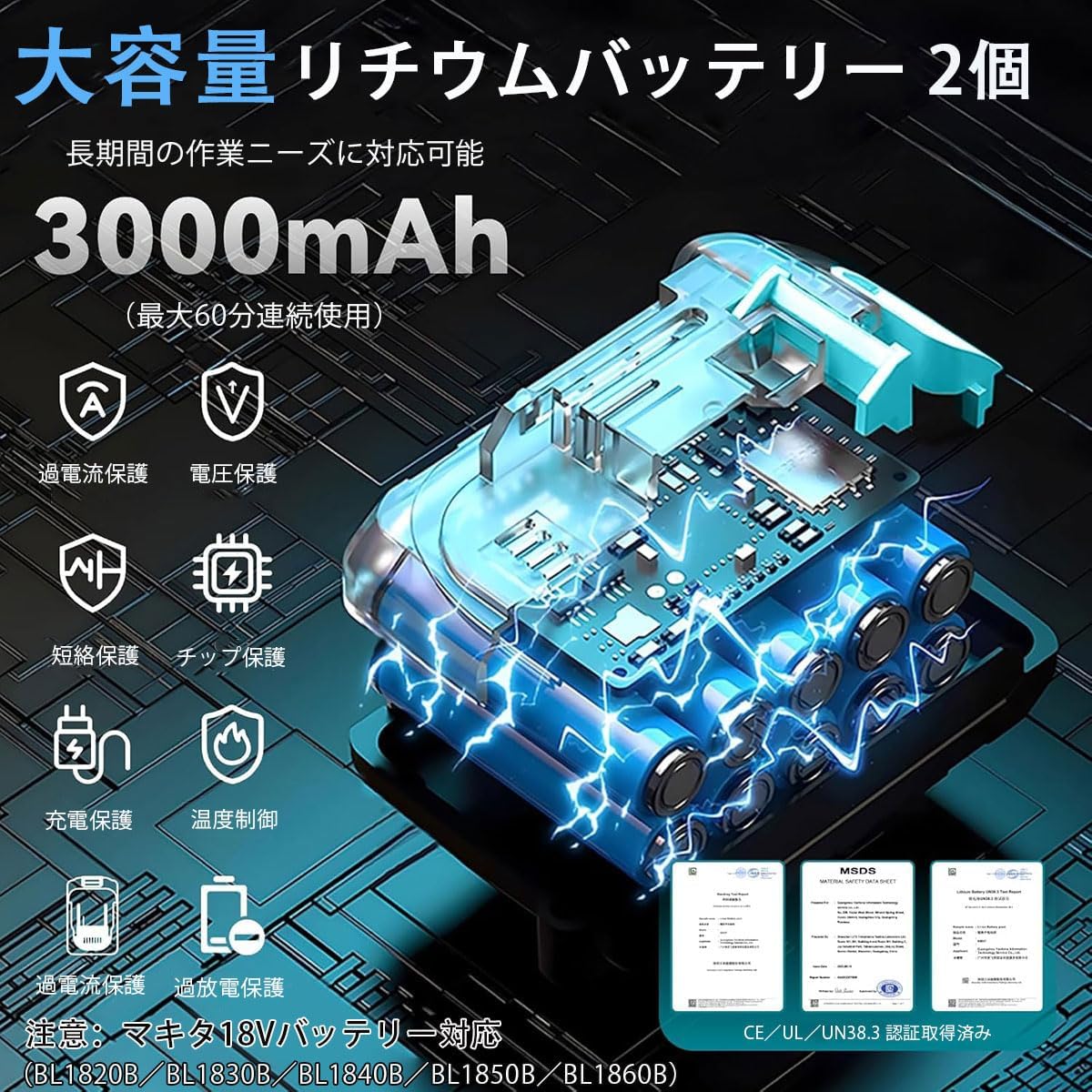 Tiller for Home Use, Rechargeable Tiller, 21 V, 3.0 Ah Batteries Included, 2 x Makita 18 V Compatible, Tilling Width 7.9 inches (20 cm) / Tilling Depth 6.3 inches (16 cm), 4 Blades, Cordless, Small
