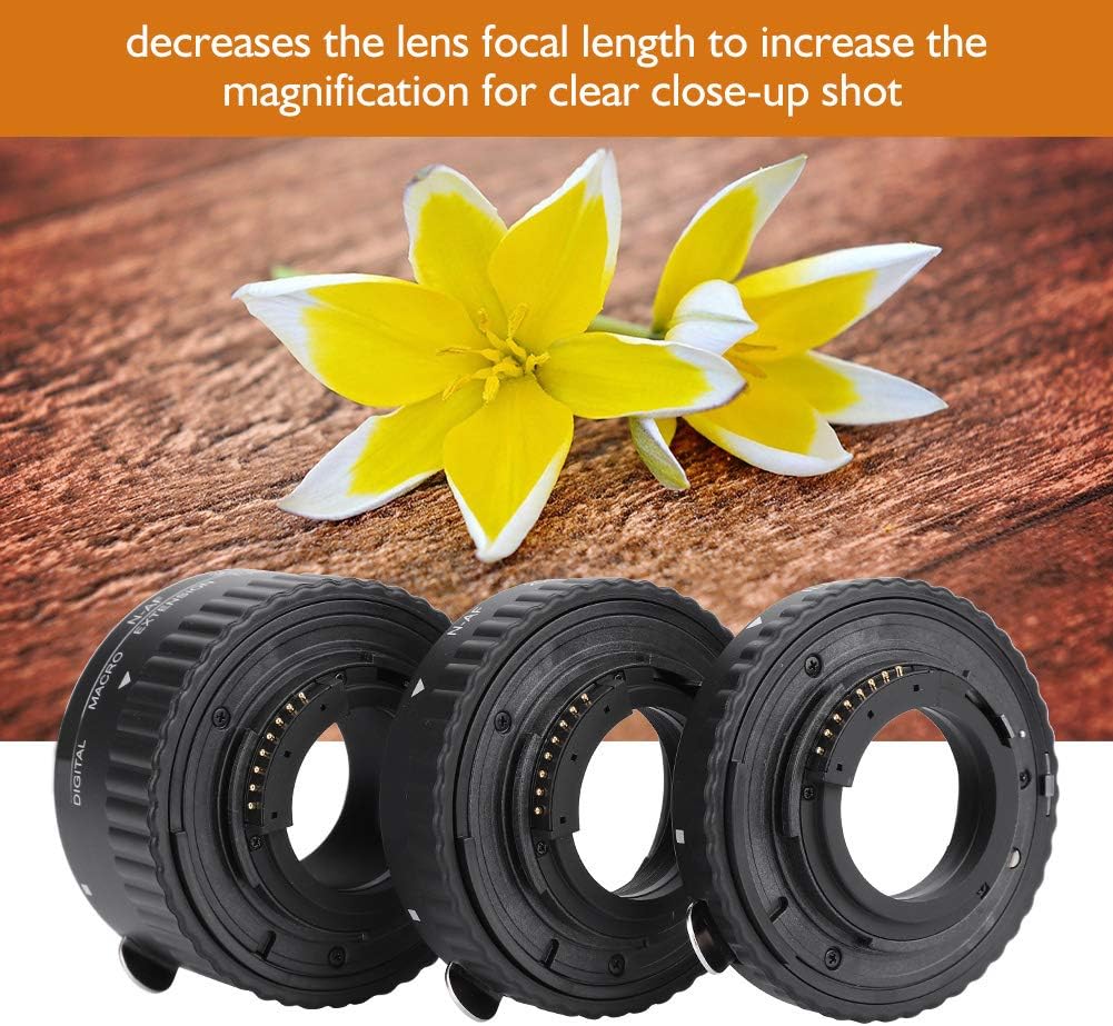 Macro Extension Lens Tube Metal Camera Lens Ring Auto Focus 12mm+20mm+36mm for Nikon F-Mount for DSLR Camera Durable No Effect for Close Range (MK-N-AF1-B)