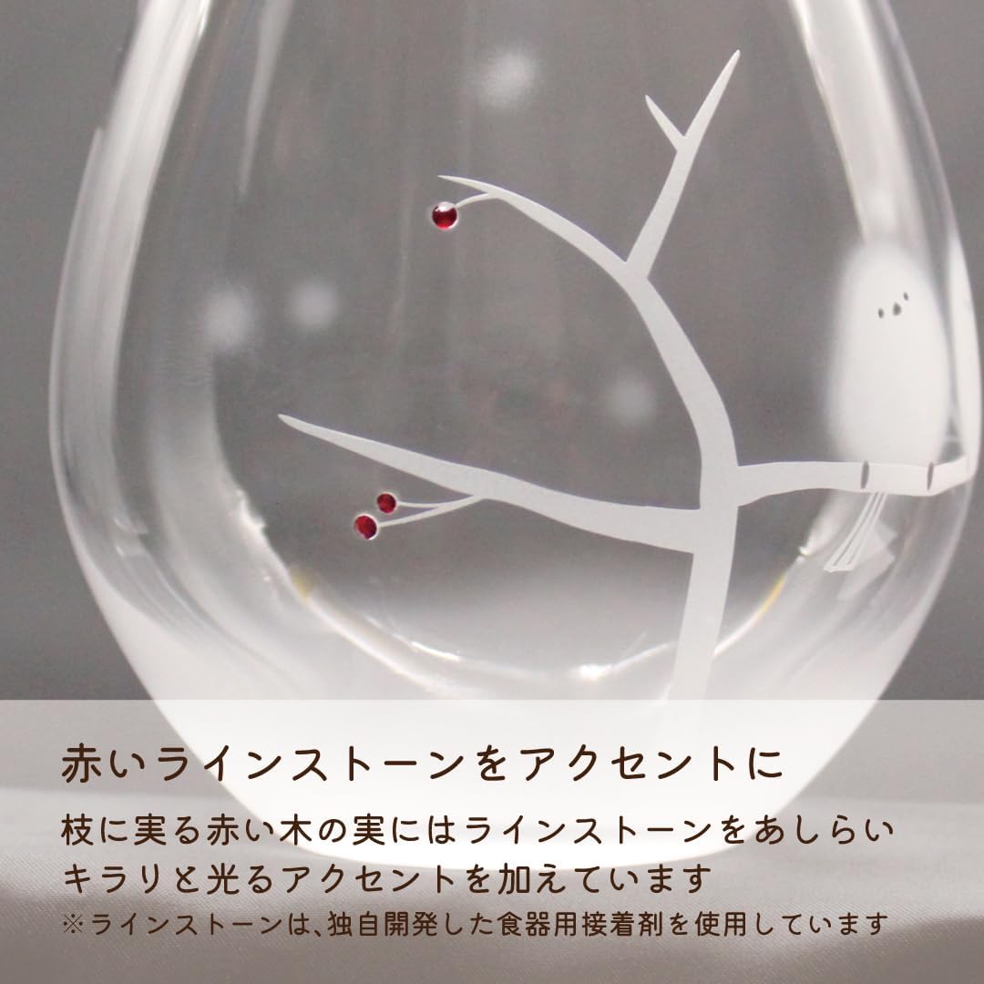 Shimaenaga's Fluffy Tumbler 390ml Glass Tumbler, Made in Japan, Handmade, Sandblasted, Cute, Bird, Accessories, Gift, Stylish, Present, Shimaenaga Lover, Gift, Birthday'