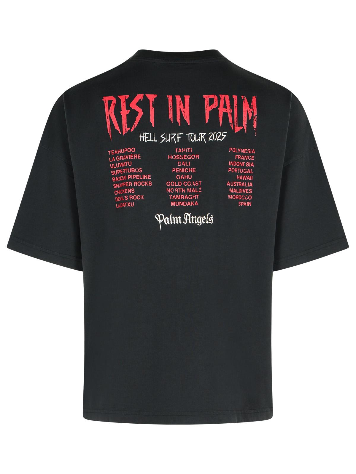Palm パームエンジェルスのパームの中の休息 'ブラックコットンTシャツ - Image 4