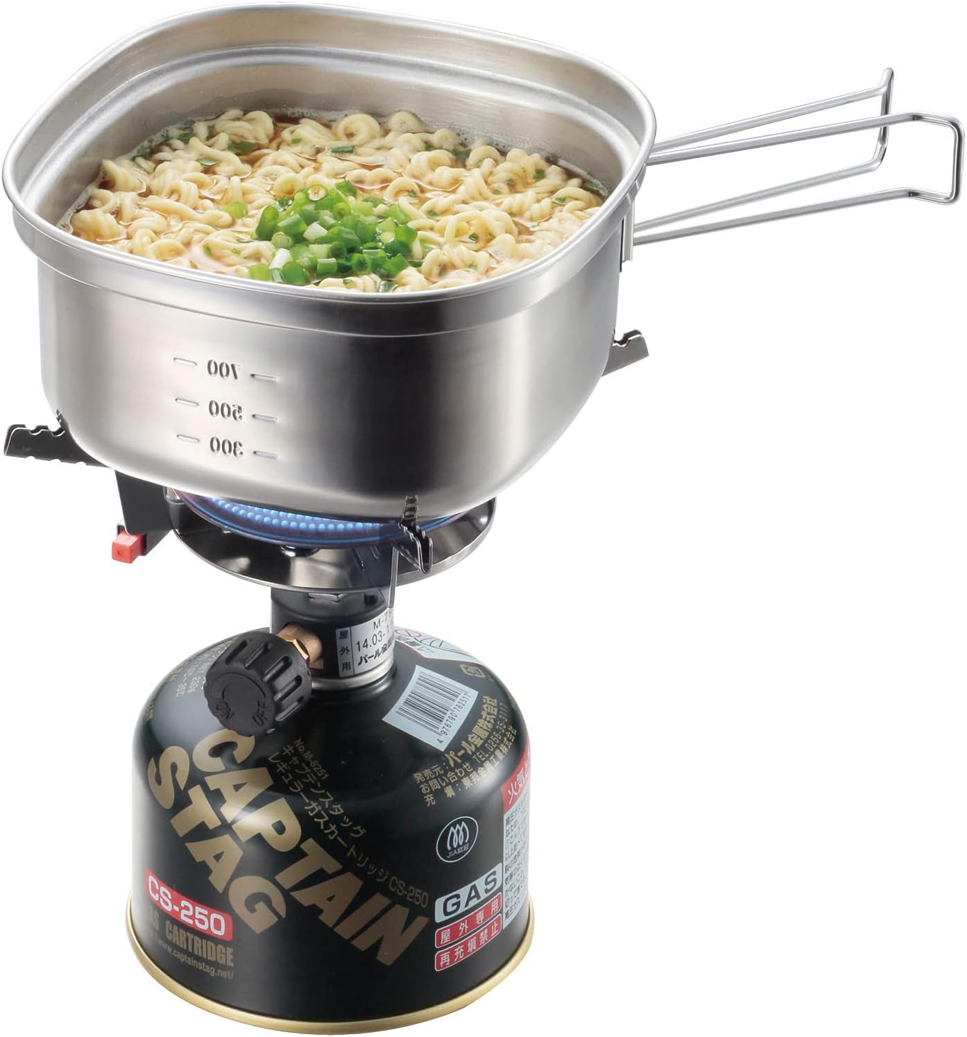 CAPTAIN STAG UH-4202 Camping Pot, Stainless Steel, Square Ramen Cooker, 44.0 fl oz (1.3L)