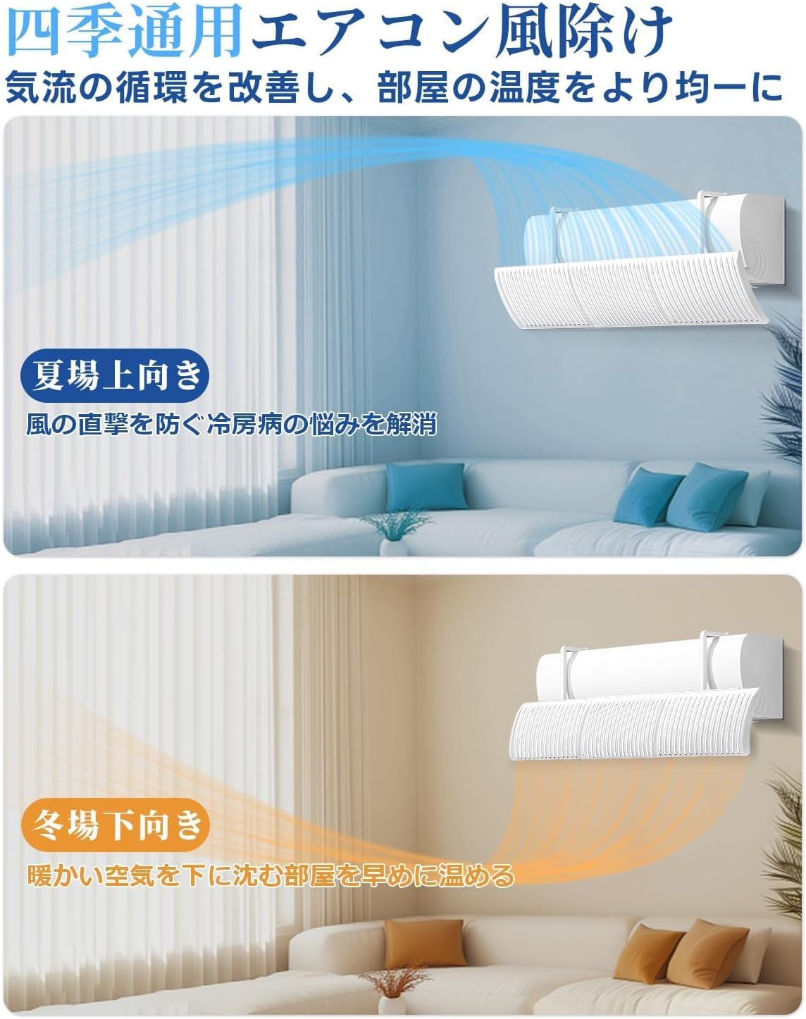 Air Conditioner Wind Shield Cover, Compatible with Heating, Drying, Saving on Heating Costs, General Use on Air Conditioning Louver, Protection Against Direct Wind, 180° Wind Direction