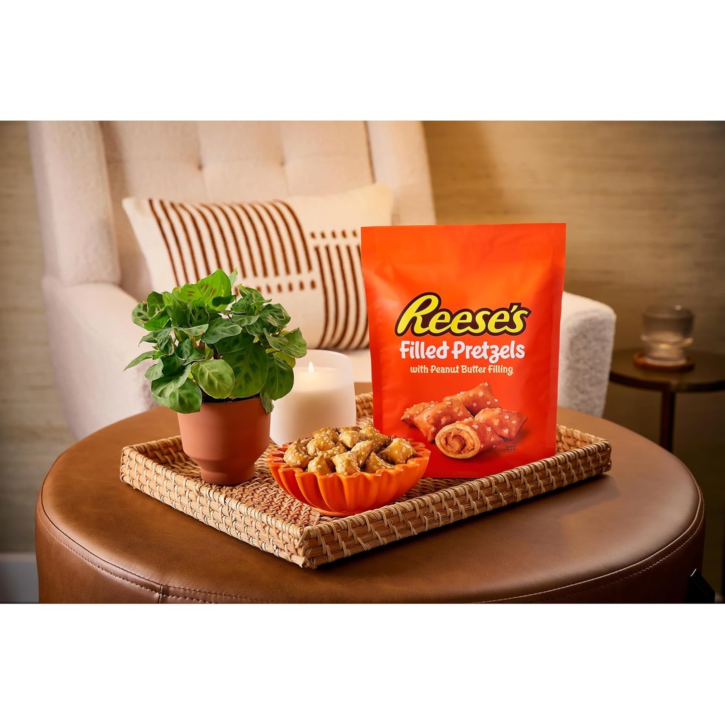Reese's Filled Pretzels,Peanut Butter Pretzel Nuggets,Crunchy,Ready to Eat,Sweet and Salty Snack,18oz Jar,(Pack of 2)