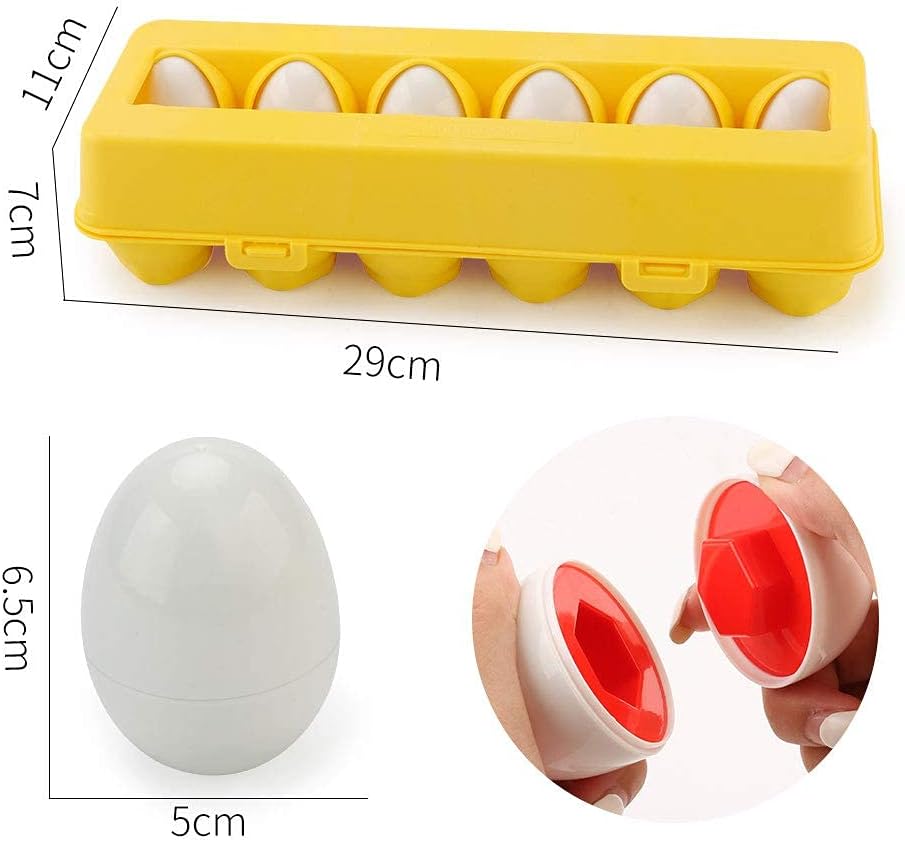 Montessori Educational Toy Shape Matching Toy Matching Egg Toddler Shape Insertion Egg Puzzle 12-Piece Set Colorful for Girls and Boys Birthday Present
