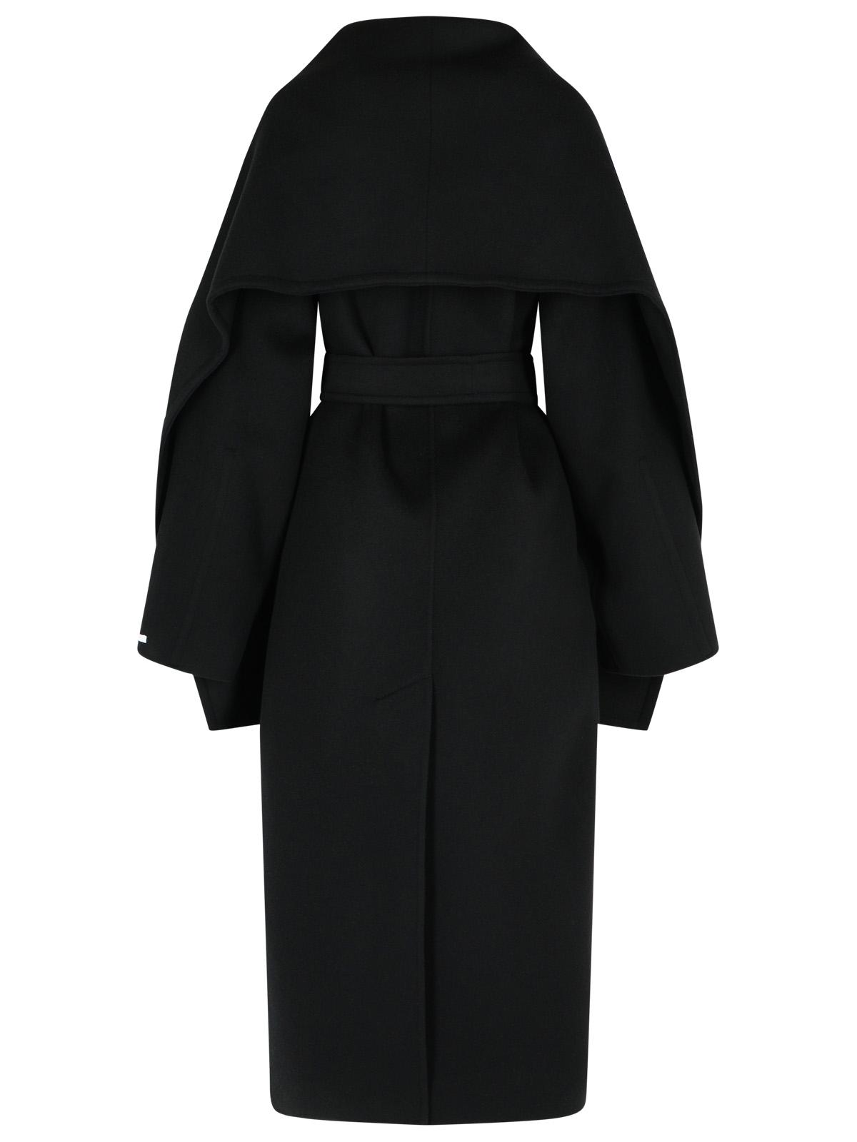 Sportmax Sportmax Baldo 'スカーフカラー付きブラックバージンウールコート - Image 4