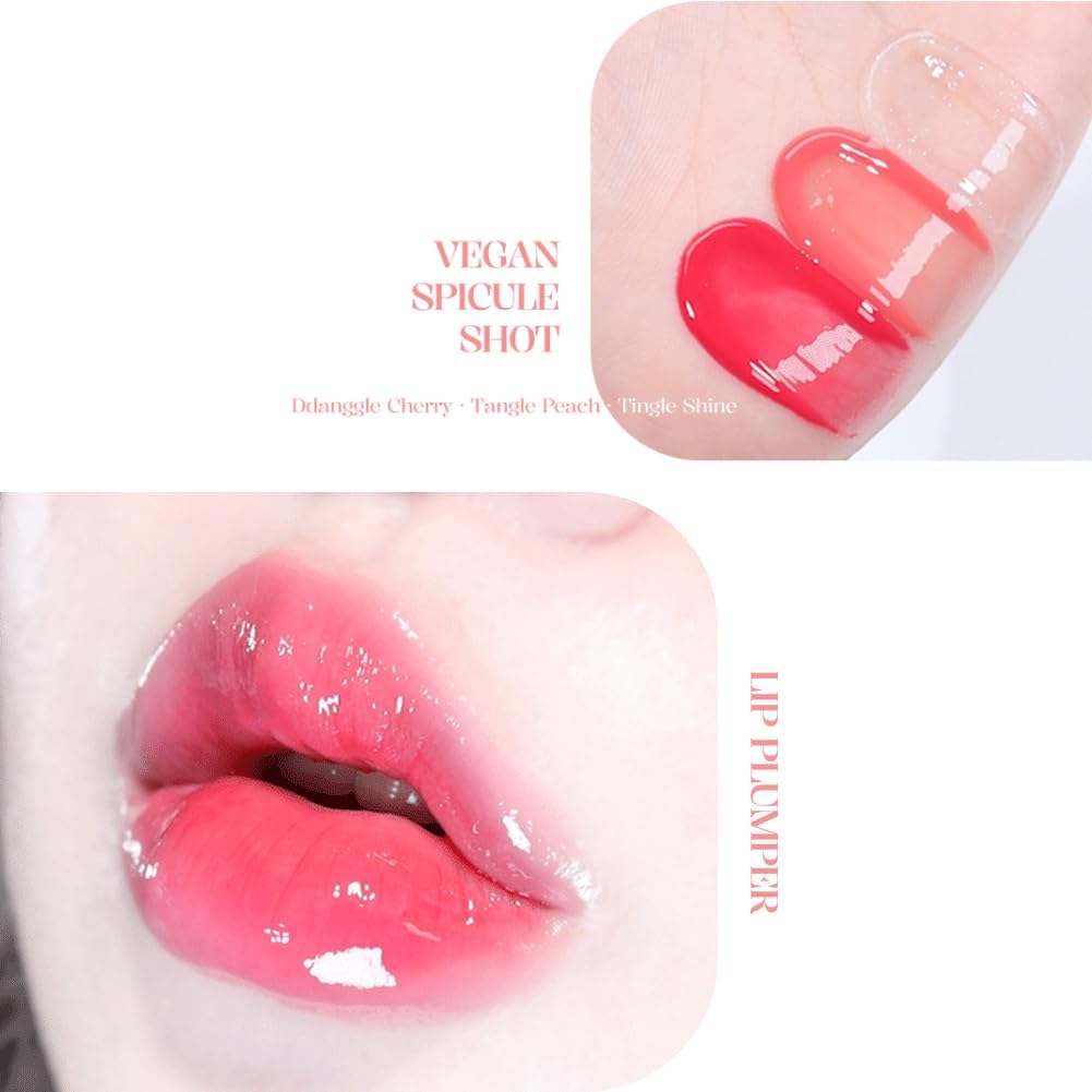 MACQUEEN NEWYORK Vegan Spectacular Shot Lip Plumper, 0.1 fl oz (4 ml), Korean Cosmetics, Plumping, Waterproof, Non-Sticky, Young and Plump Lips, Natural Ingredients, Lasting Moisturizing, Lip Wrinkle