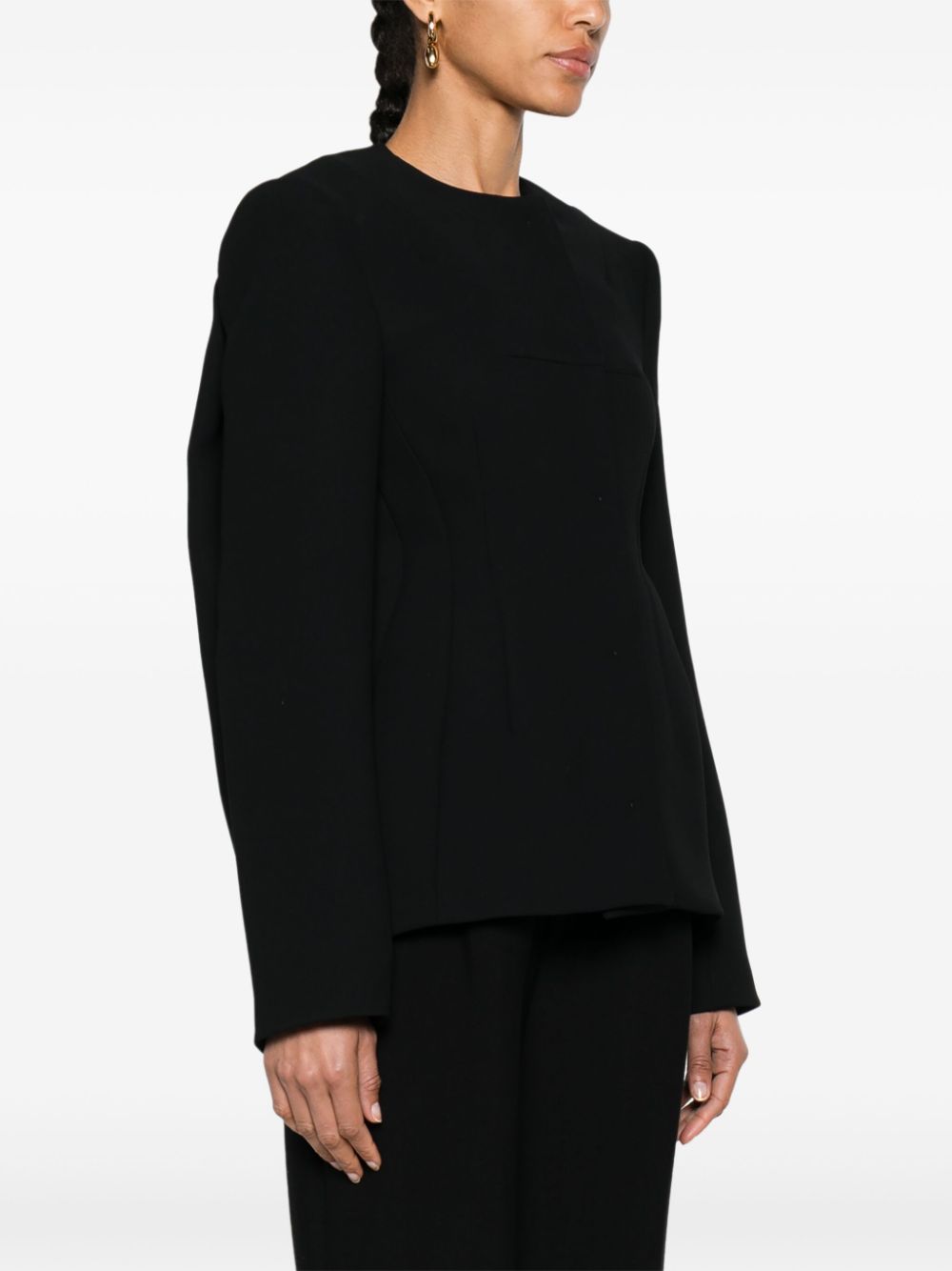 Sportmax SportMaxファッションテーラードカラーレスジャケット - Image 4