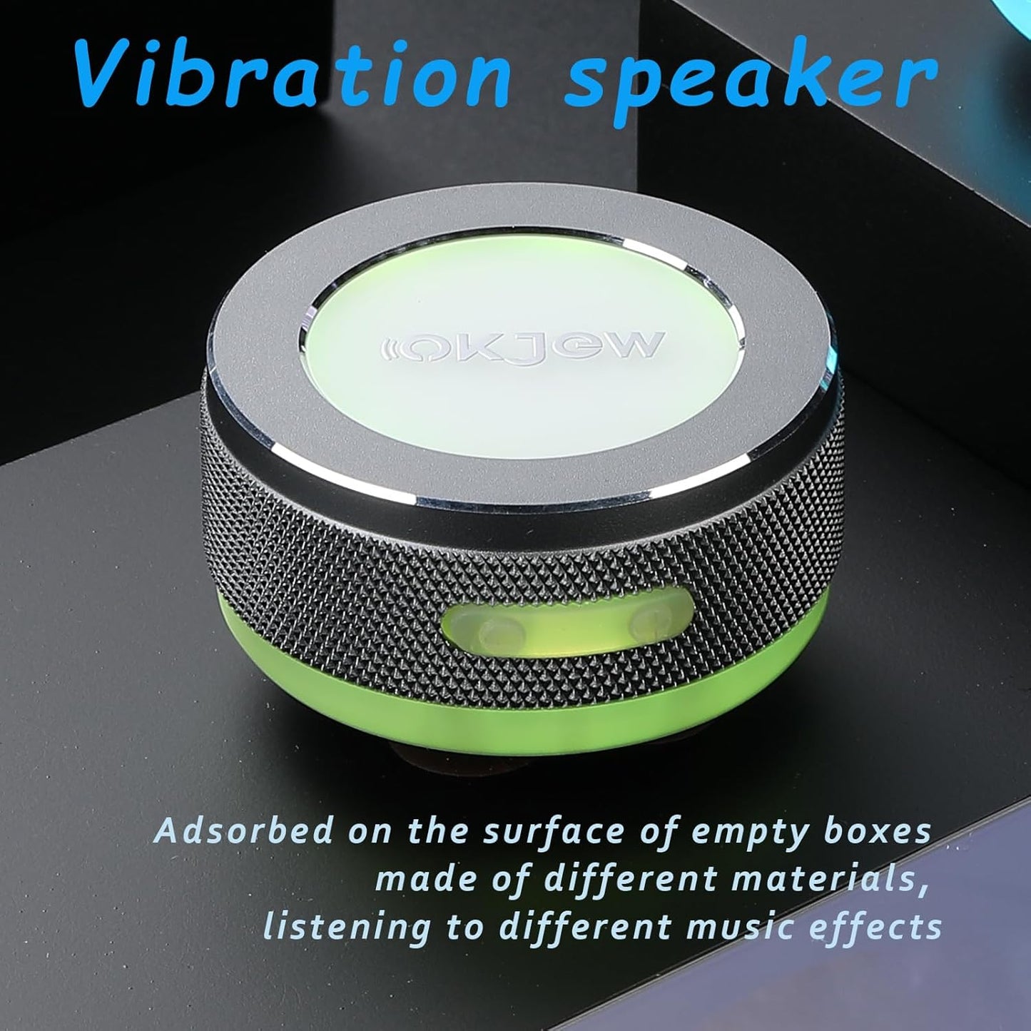 Bone Conduction Speaker Bluetooth Vibration Speaker Portable Wireless 3D Surround Sound 7.5W Output with Dynamic LED Light for Home, Office, Outdoor Use (GrayB)