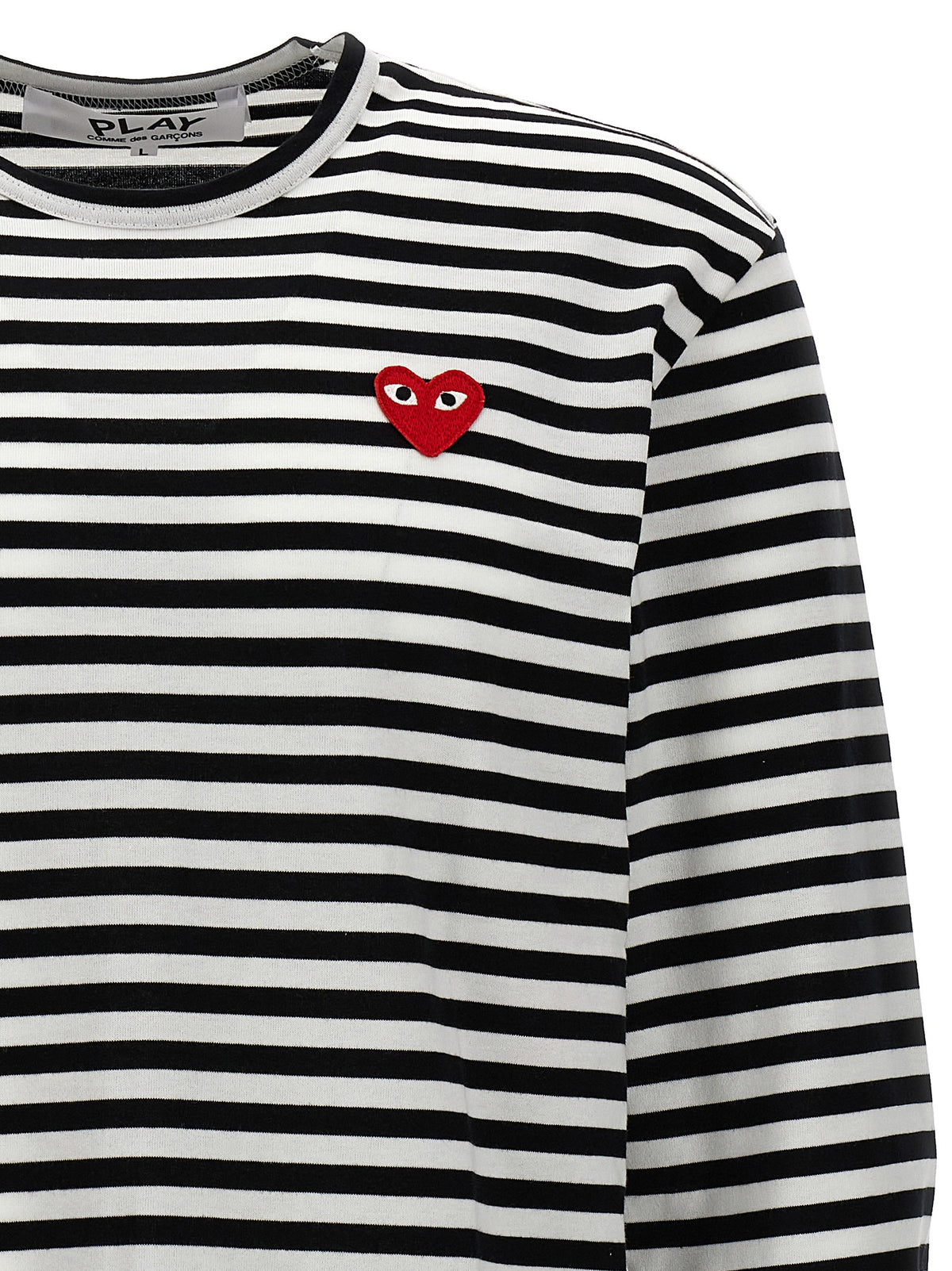 Comme Comme DesGarçonsは、ロゴパッチストライプTシャツを再生します - Image 4