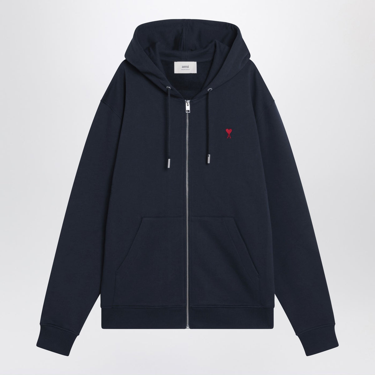 Ami Ami Paris Midnight Blue Ami De Coeur Zip Up Sweatshirt - Image 4