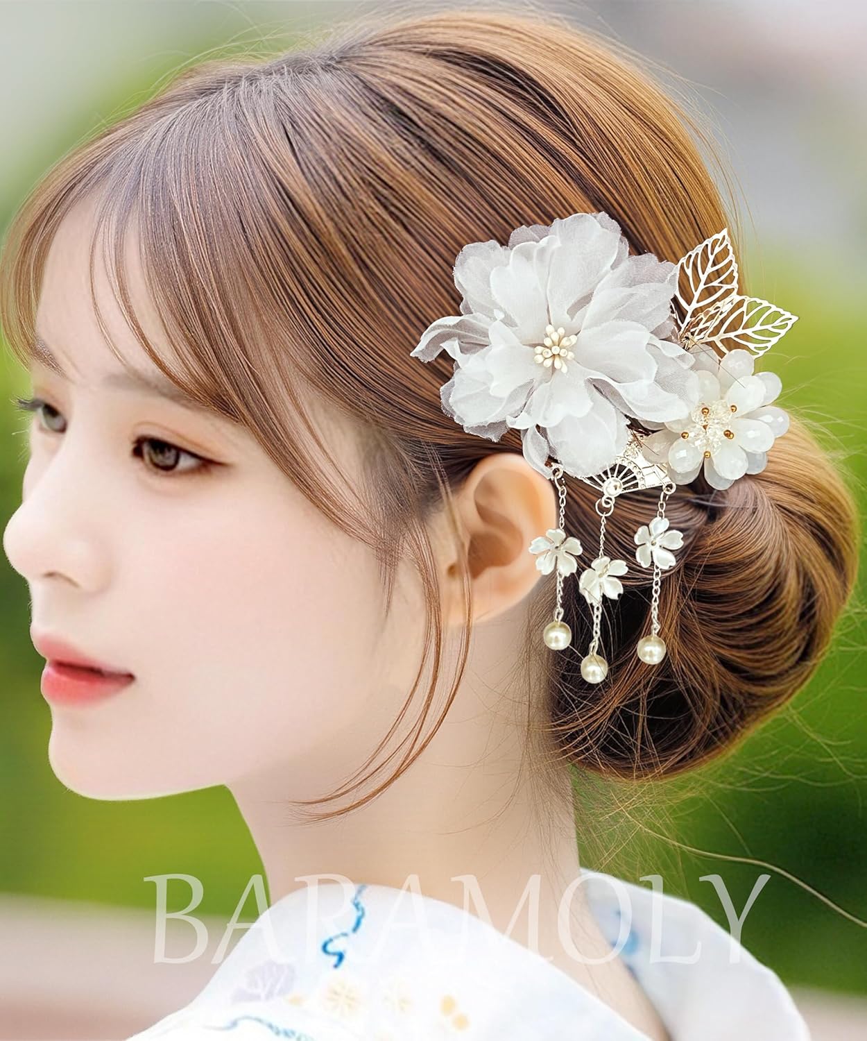 Baramoly Hair Ornament, Cute, Swaying Pearl Charm, Coming of Age Ceremony, Shichi-Go-San Fireworks Display, Yukata, Front Photography, Graduation Ceremony, Kindergarten Entrance Ceremony, Bride