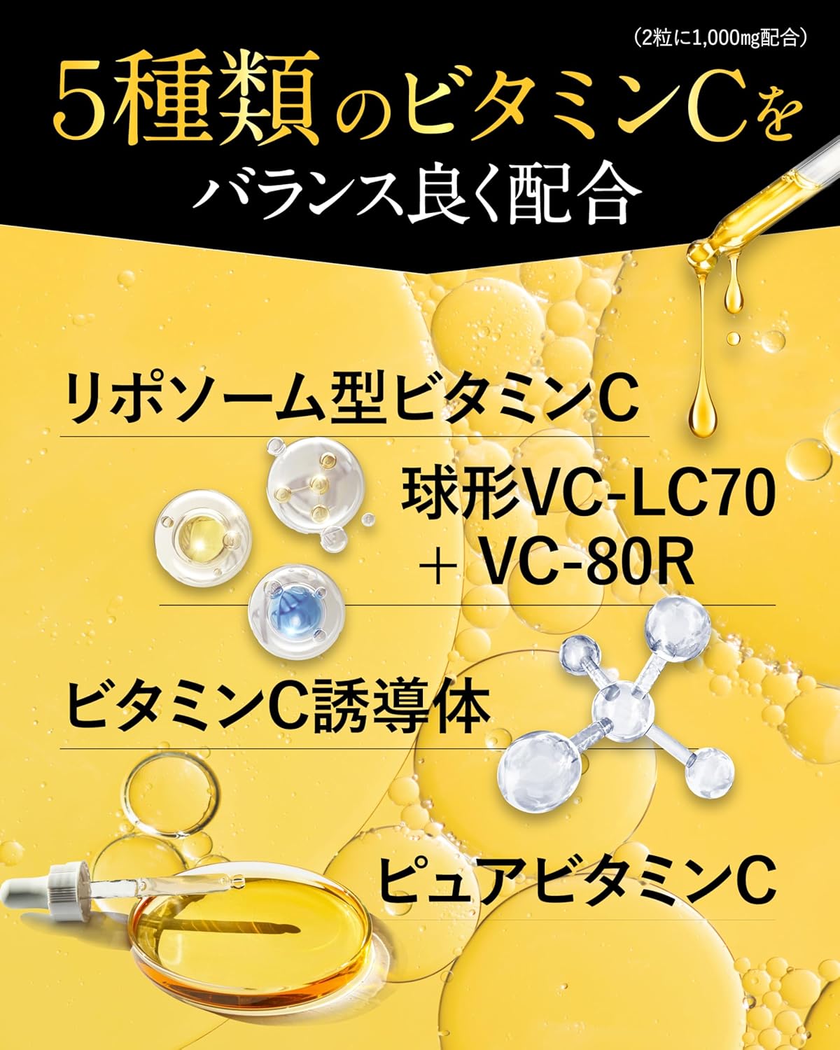 【Liposomal Vitamin C Formula】Pure Vita C High Concentration Vitamin C Supplement 1,000mg Liposomal Vitamin C 30-Day Supply 60 Tablets L-Lysine Time Release × Liposomal Unique Formula Nutritional